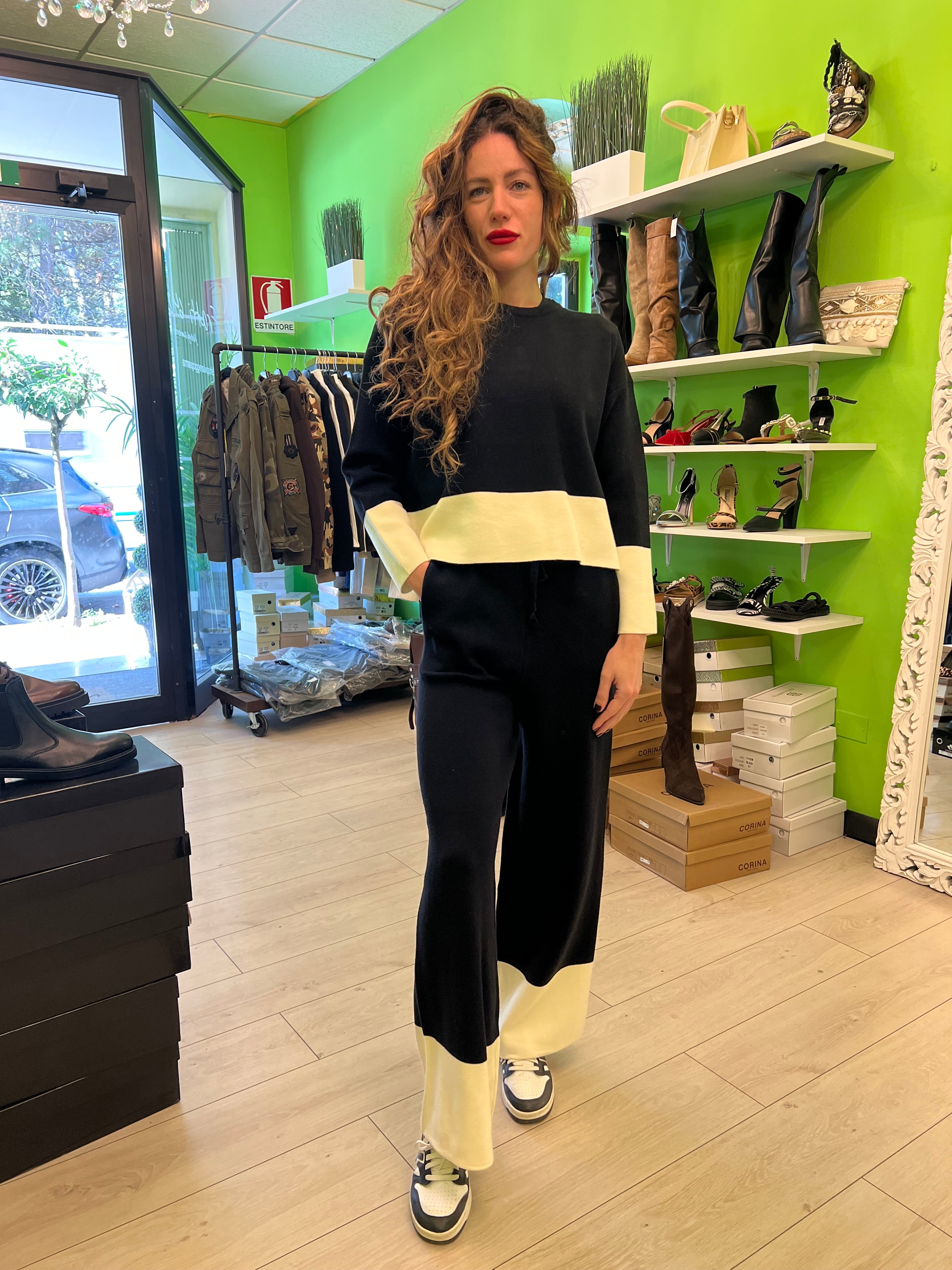 Coordinato in maglia bicolore 2 colori