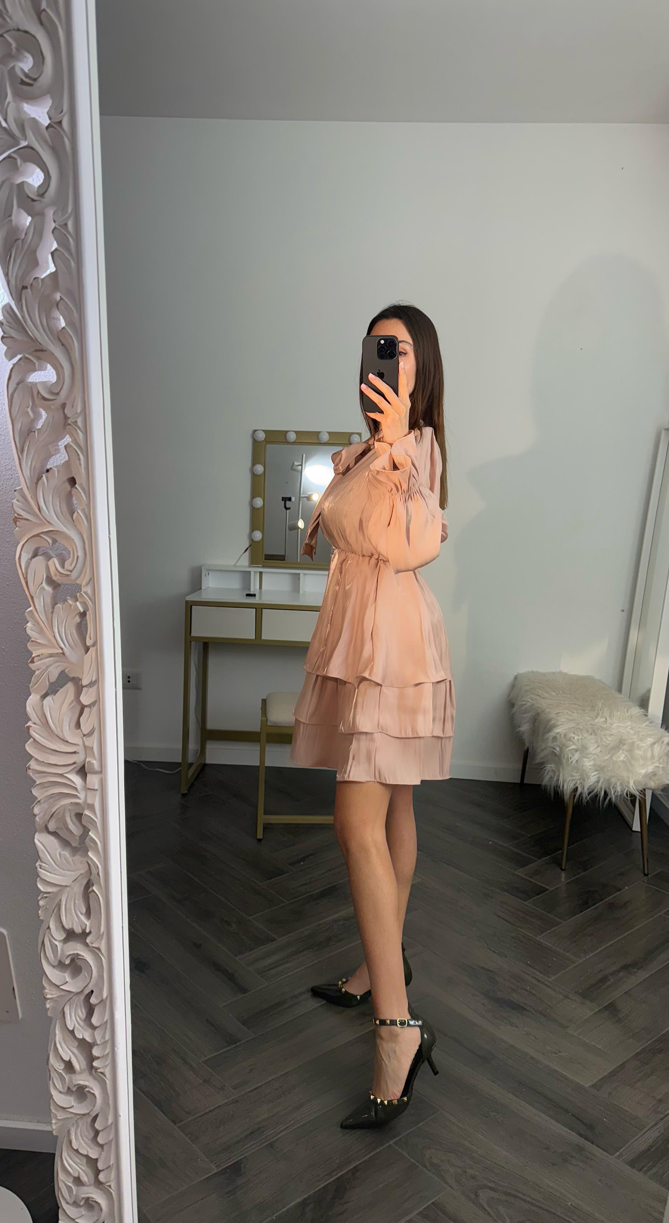 Vestito a balze rosa taglia unica