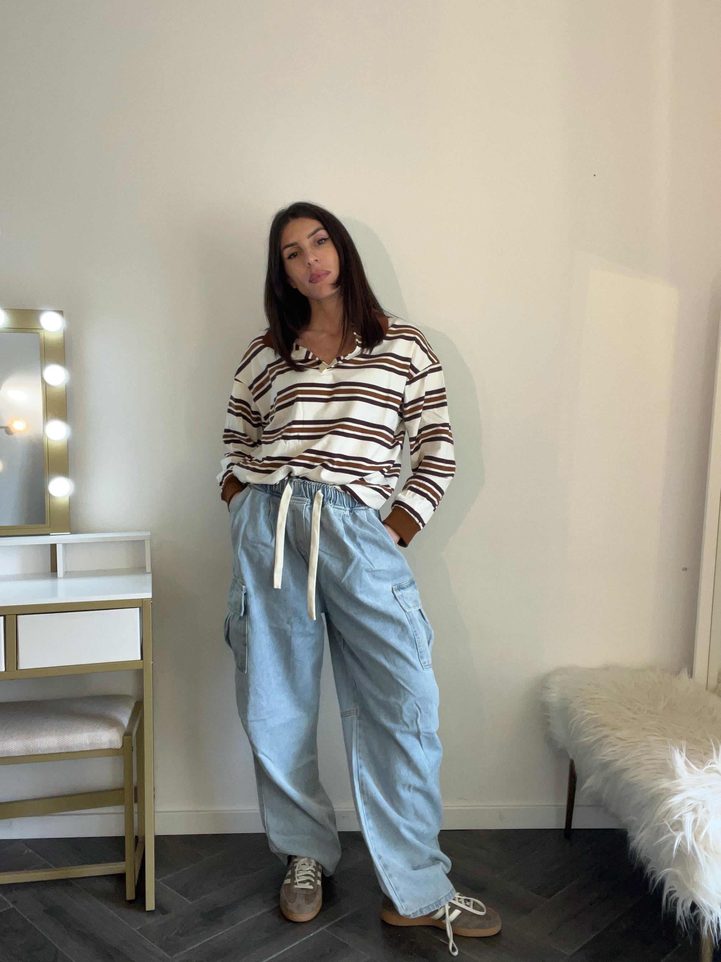 Jeans top quality cargo con elastico