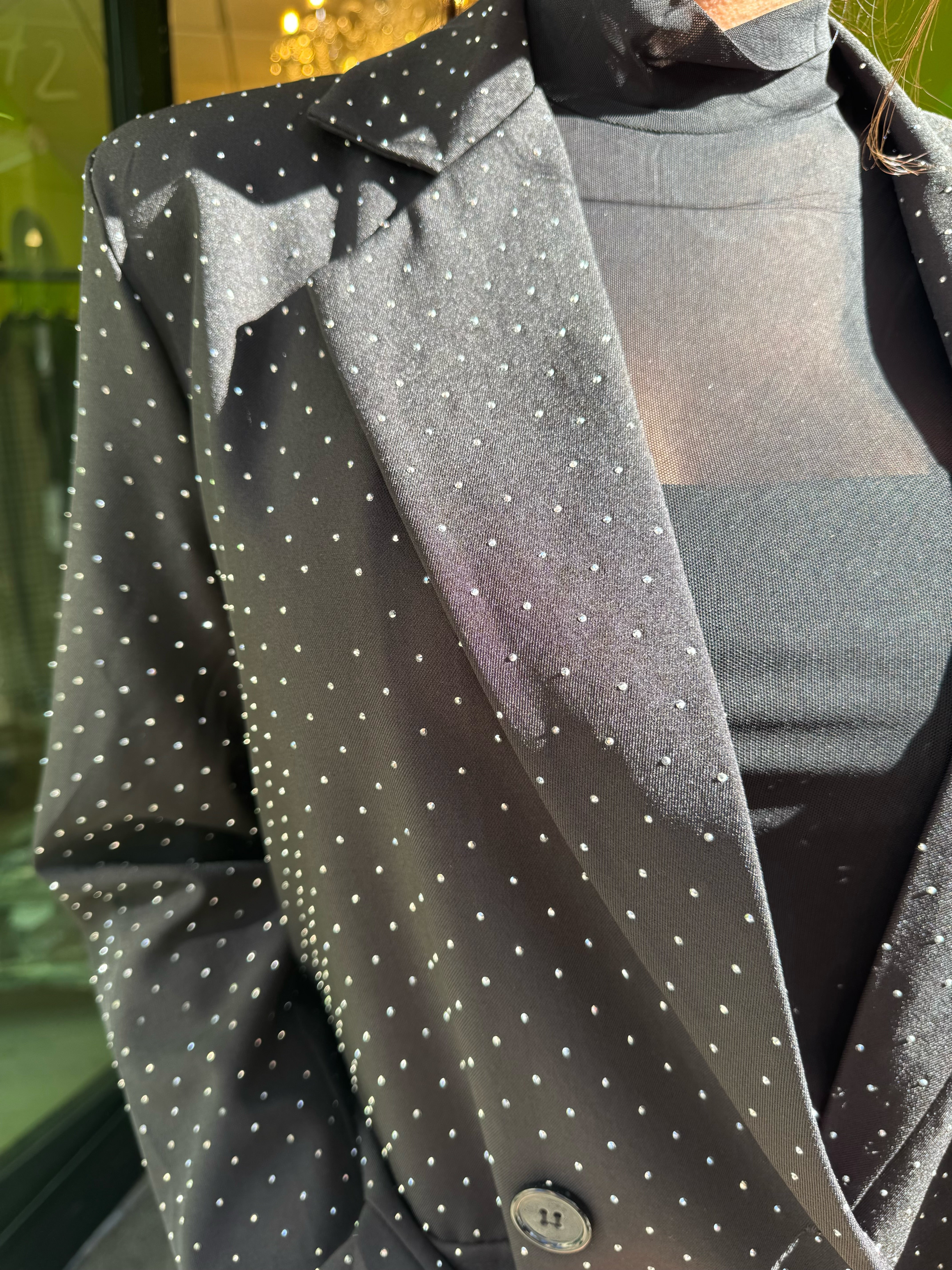 Giacca doppiopetto con strass