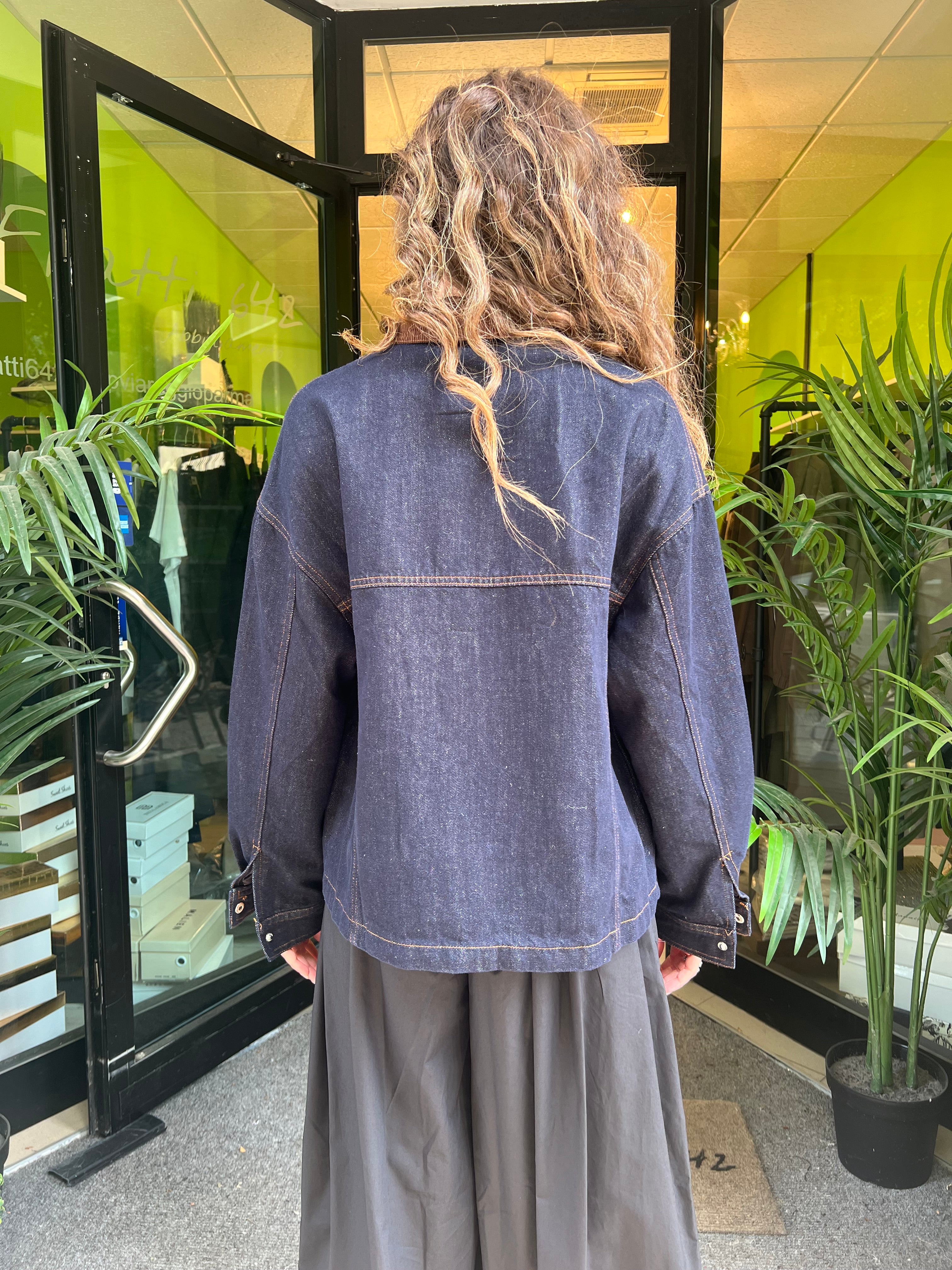 Giacca jeans colletto velluto