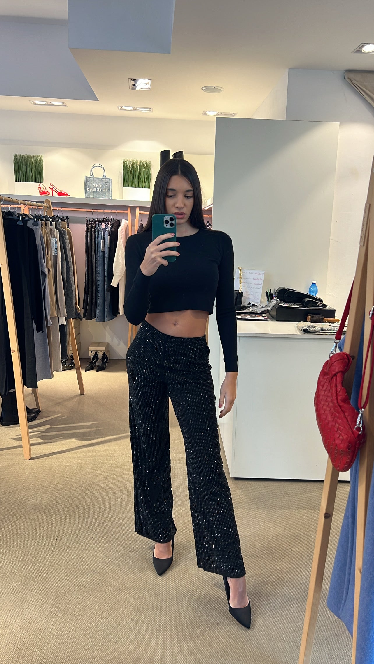 Maglia crop nera taglia unica