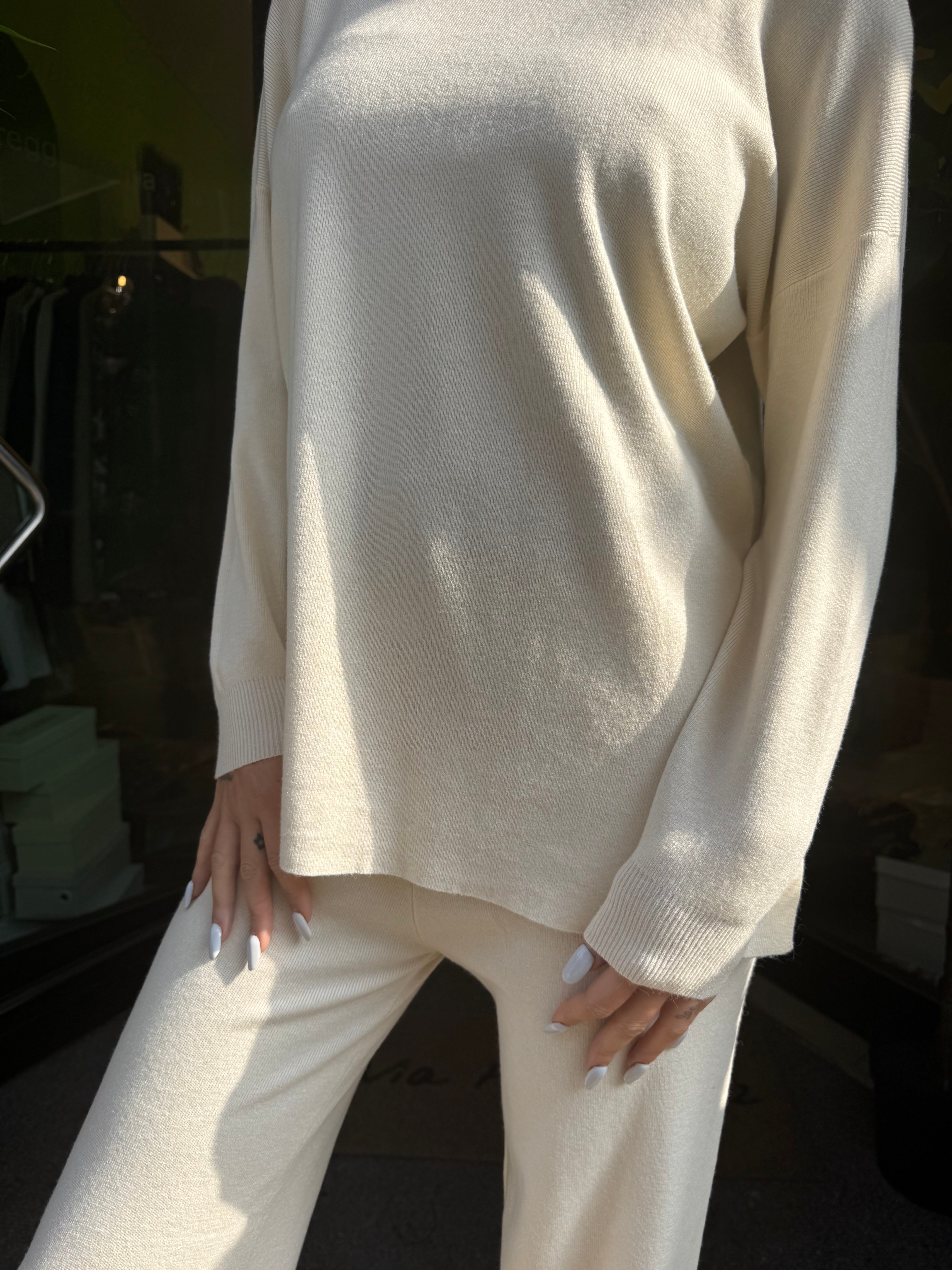 Coordinato in maglia pull più pantalone 4 colori