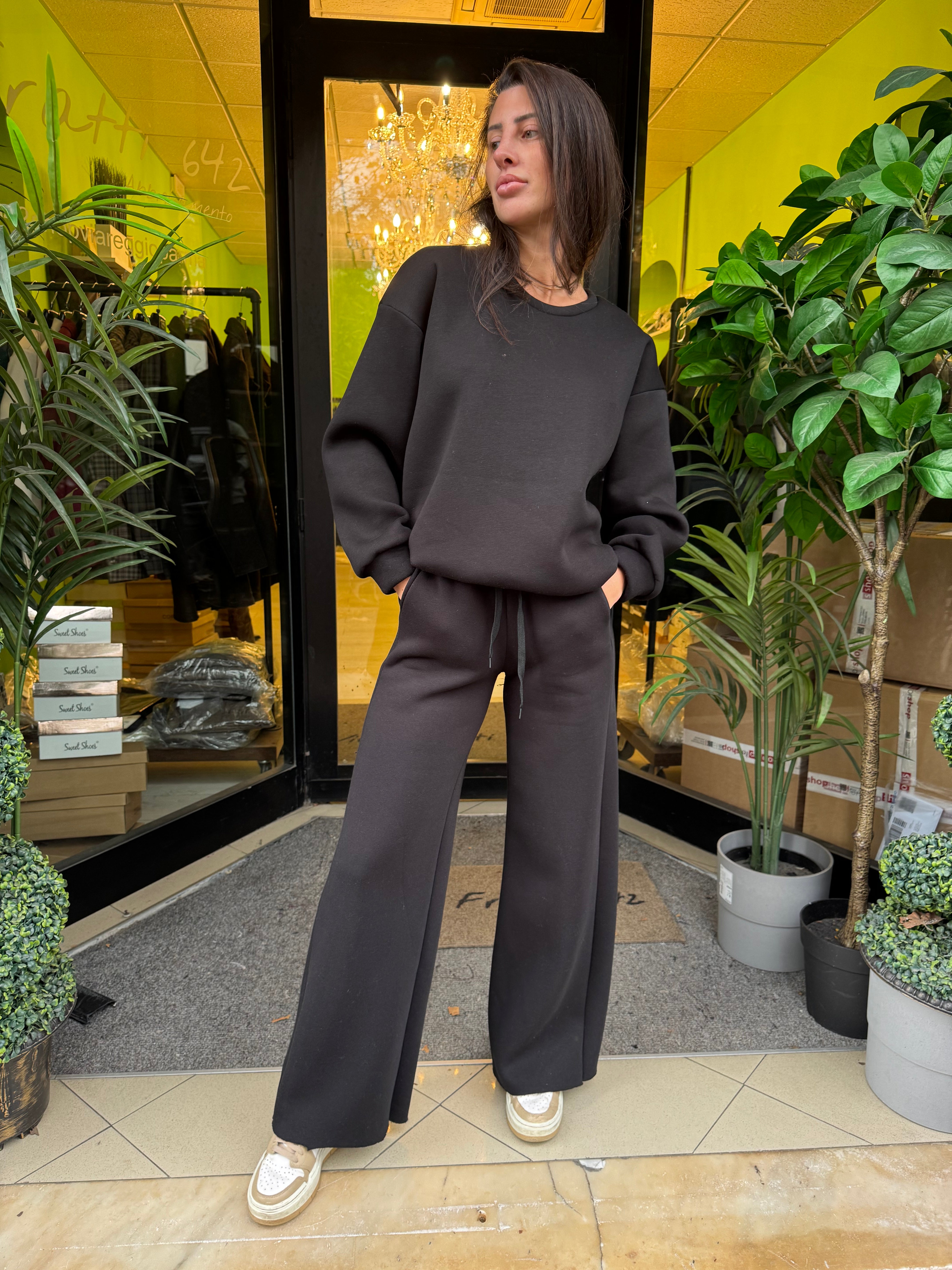 Tuta felpata con pull over 4 colori