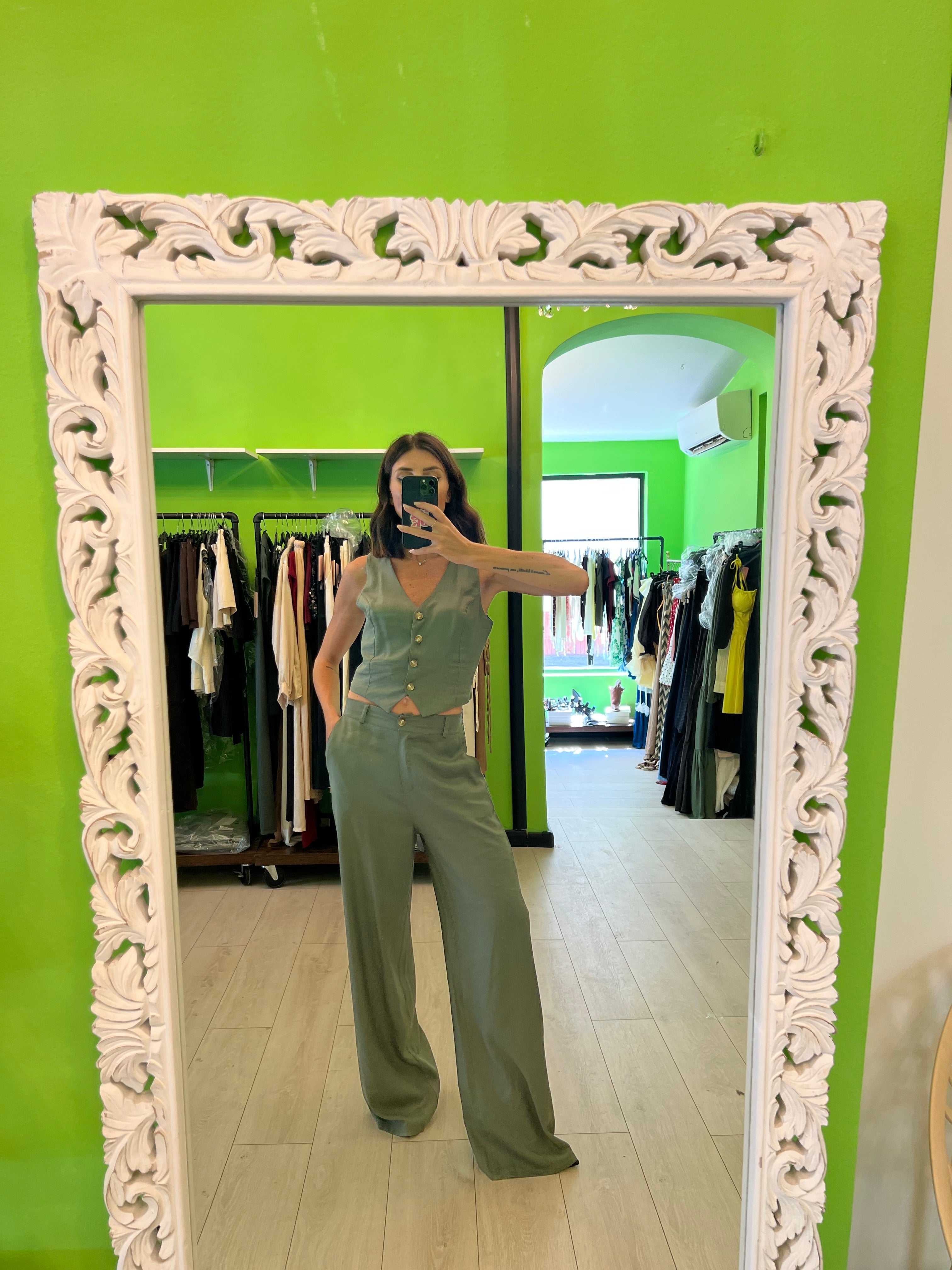 Completo gilet più pantalone lino cotone