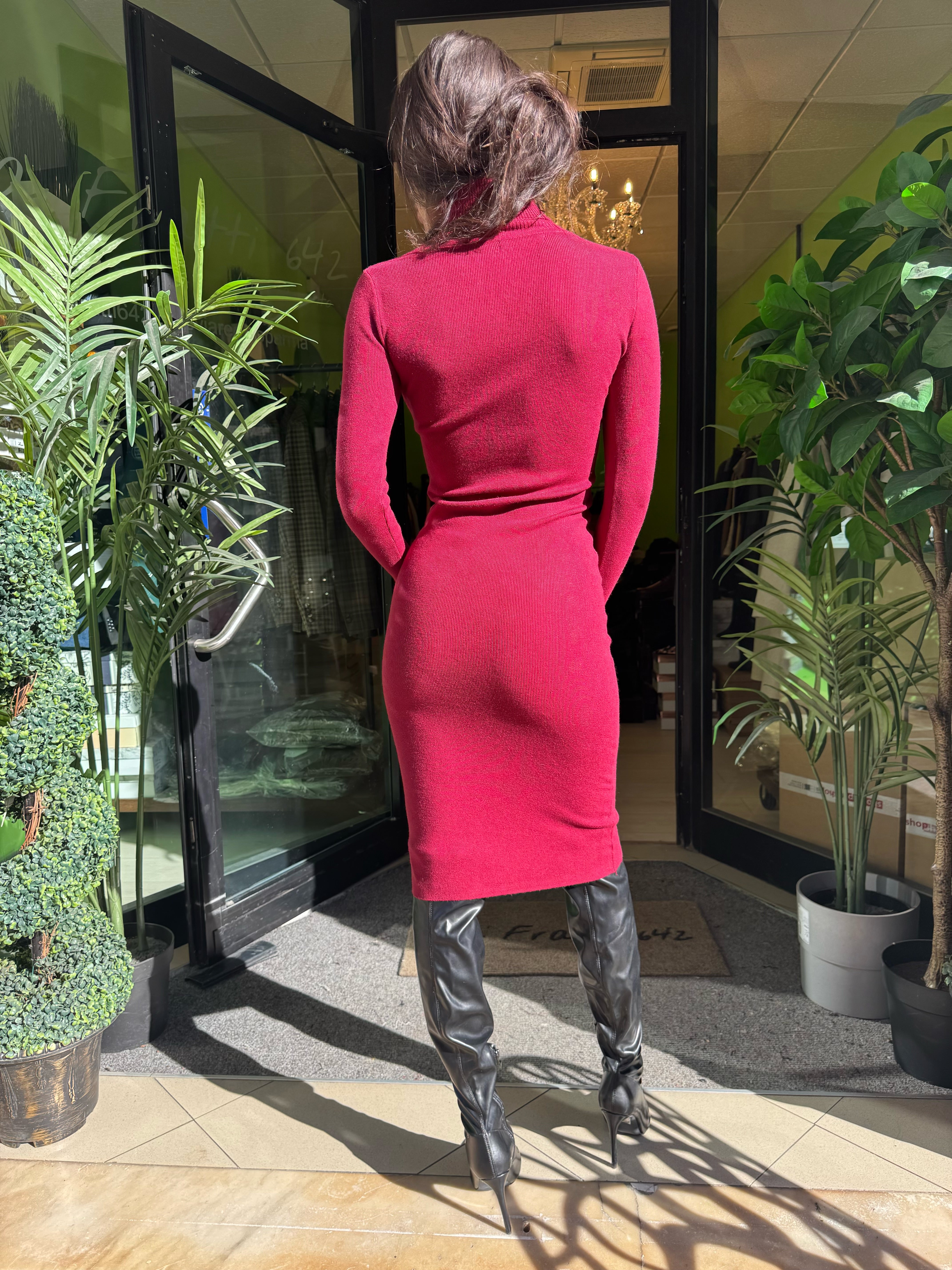 Abito in maglia collo alto lungo 3 colori disponibili