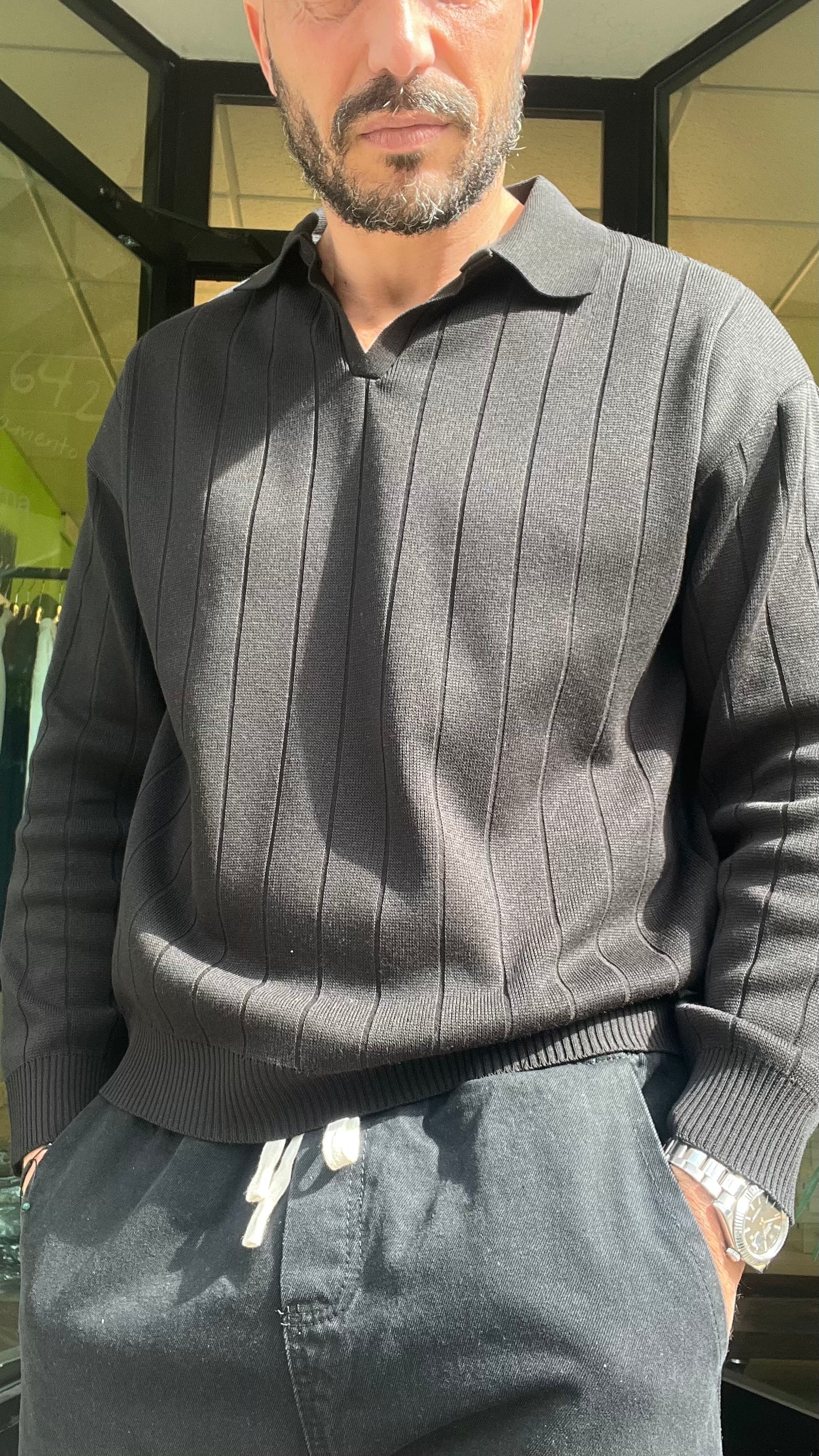 Polo in filo manica lunga