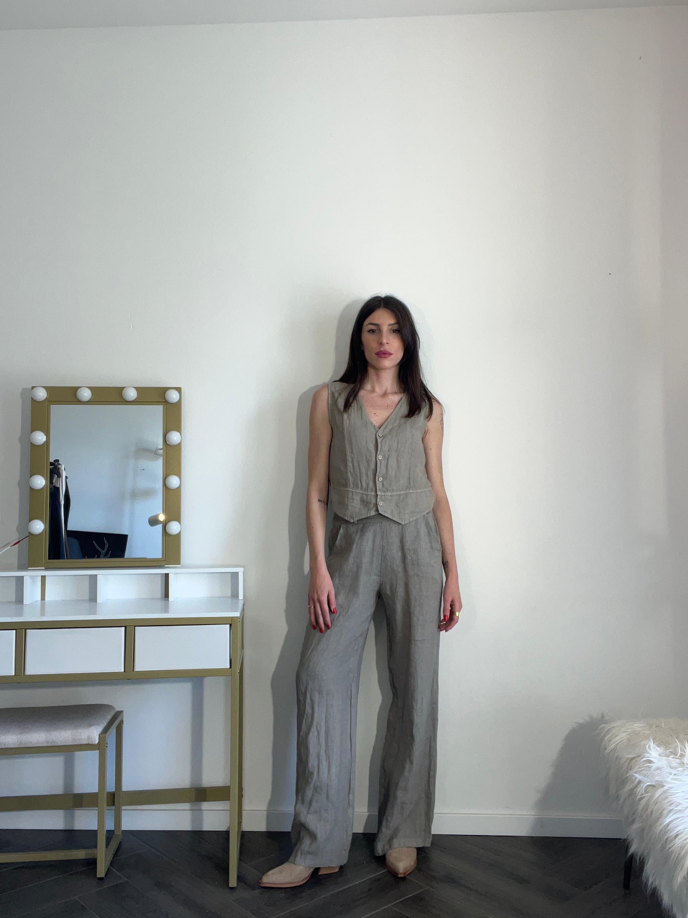 Coordinato con gilet puro lino 100%