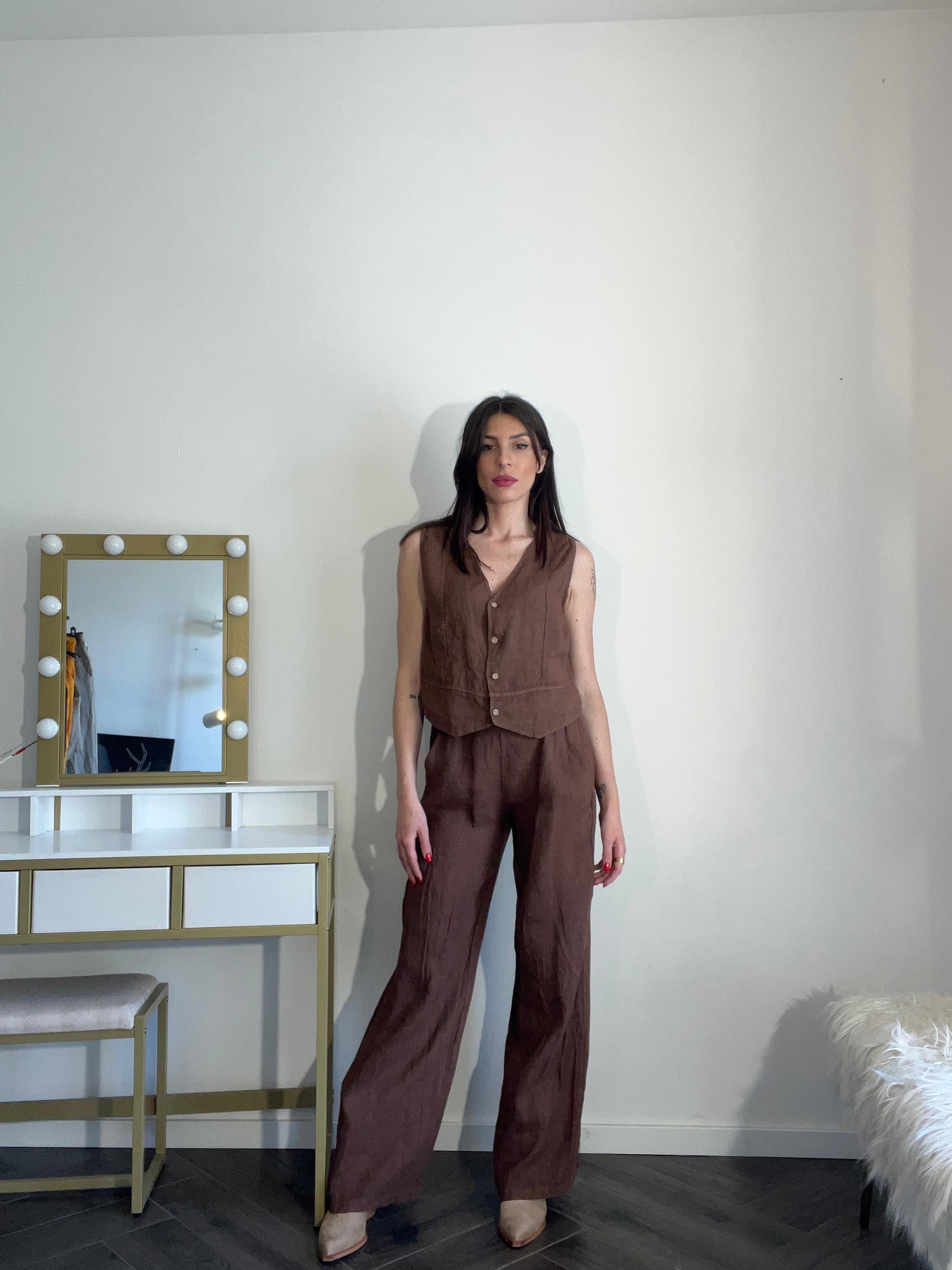 Coordinato con gilet puro lino 100%