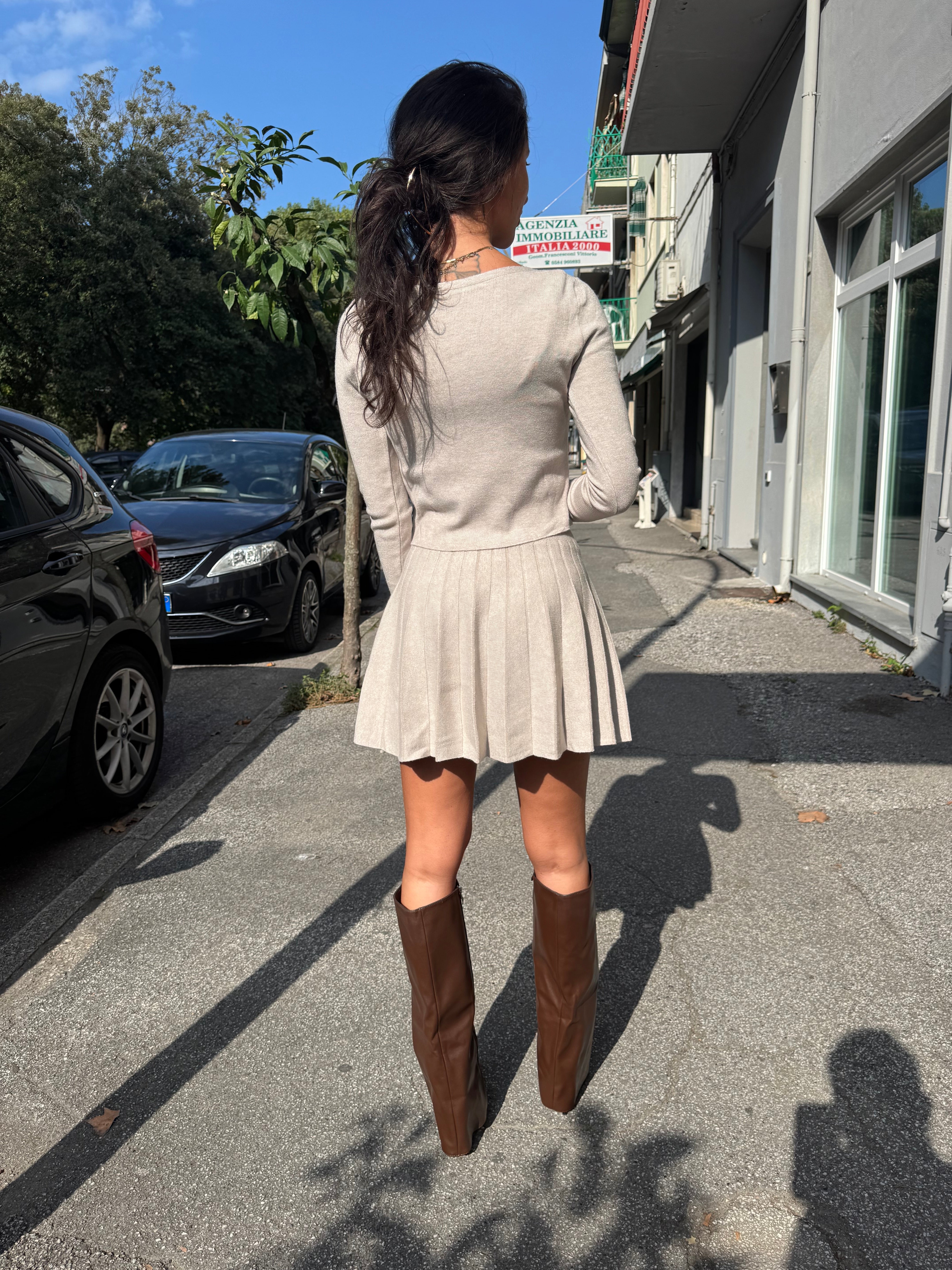 Coordinato in maglia gonna più pull 3 colori disponibili