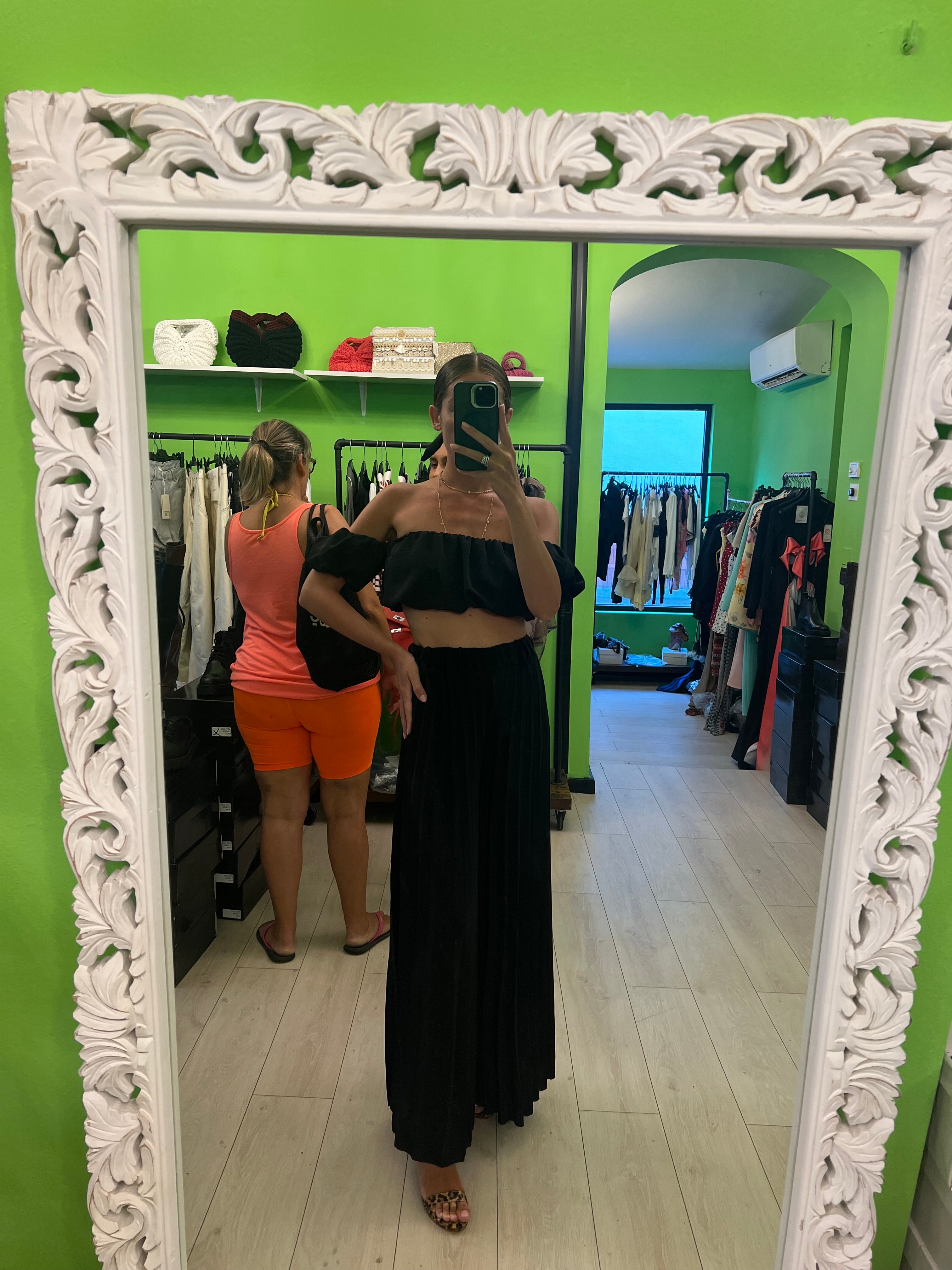 Coordinato pantalone plissettato due colori