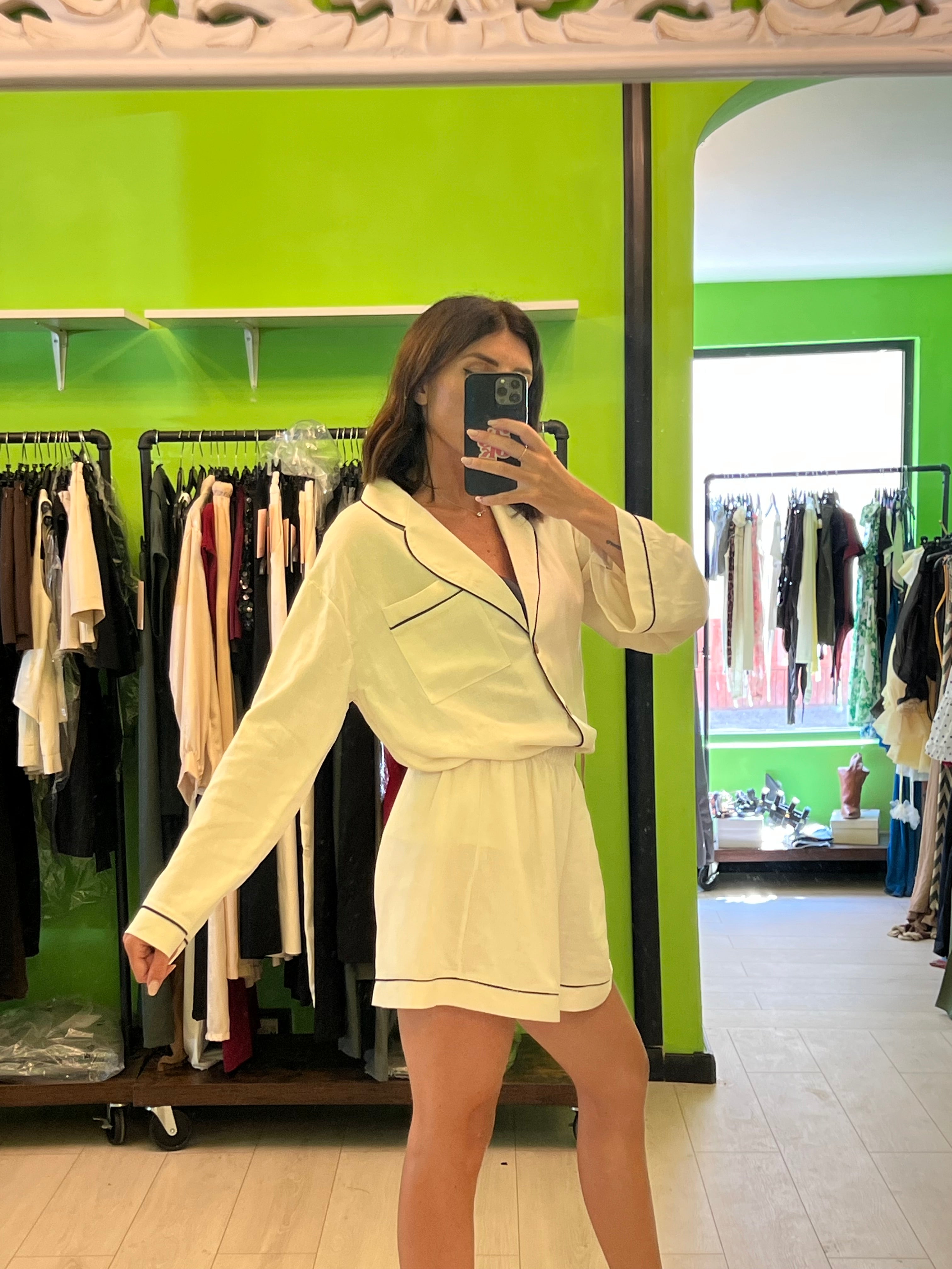 Completo giacca over più short lino cotone
