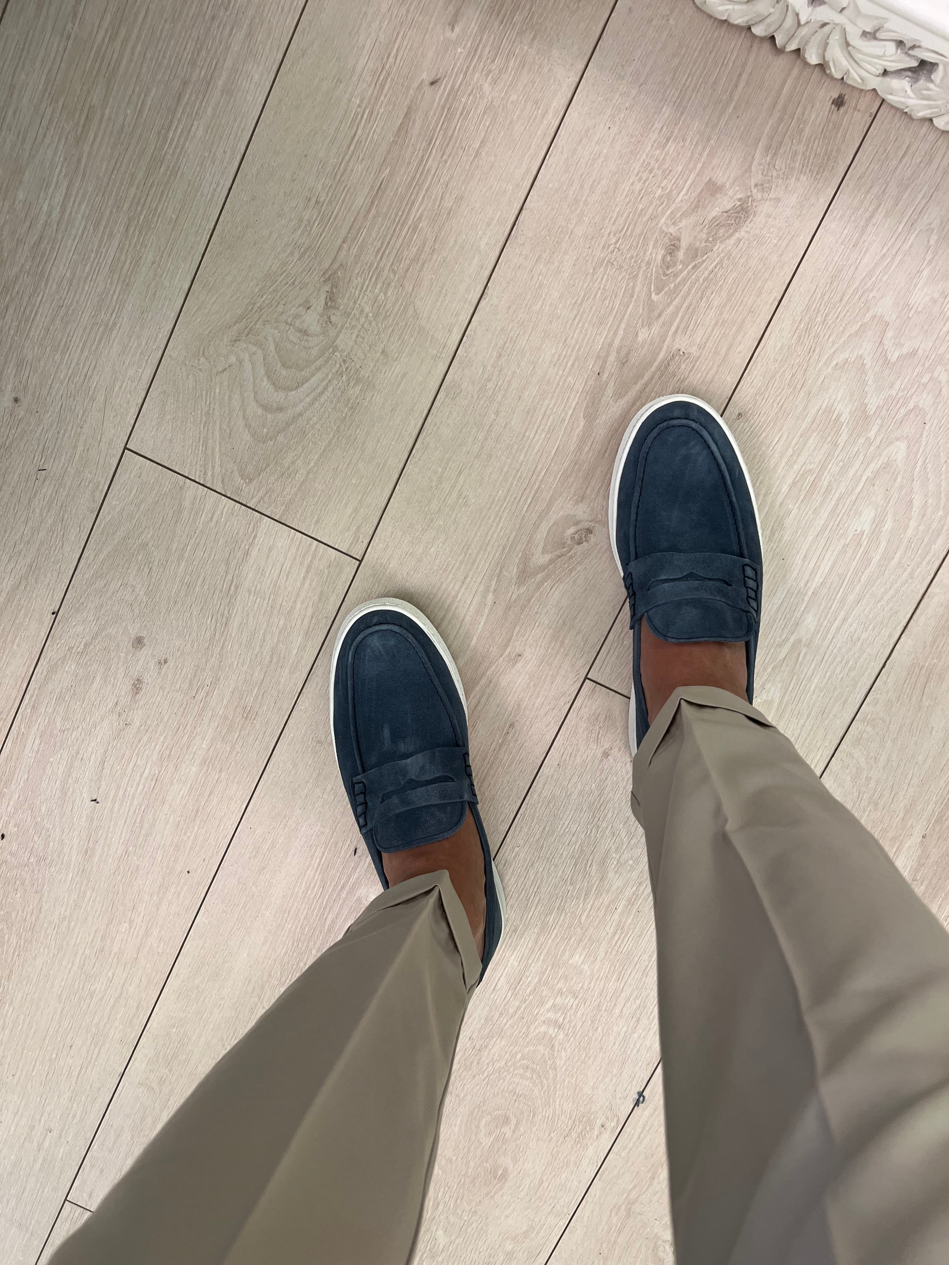 Mocassino scamosciato blu jeans
