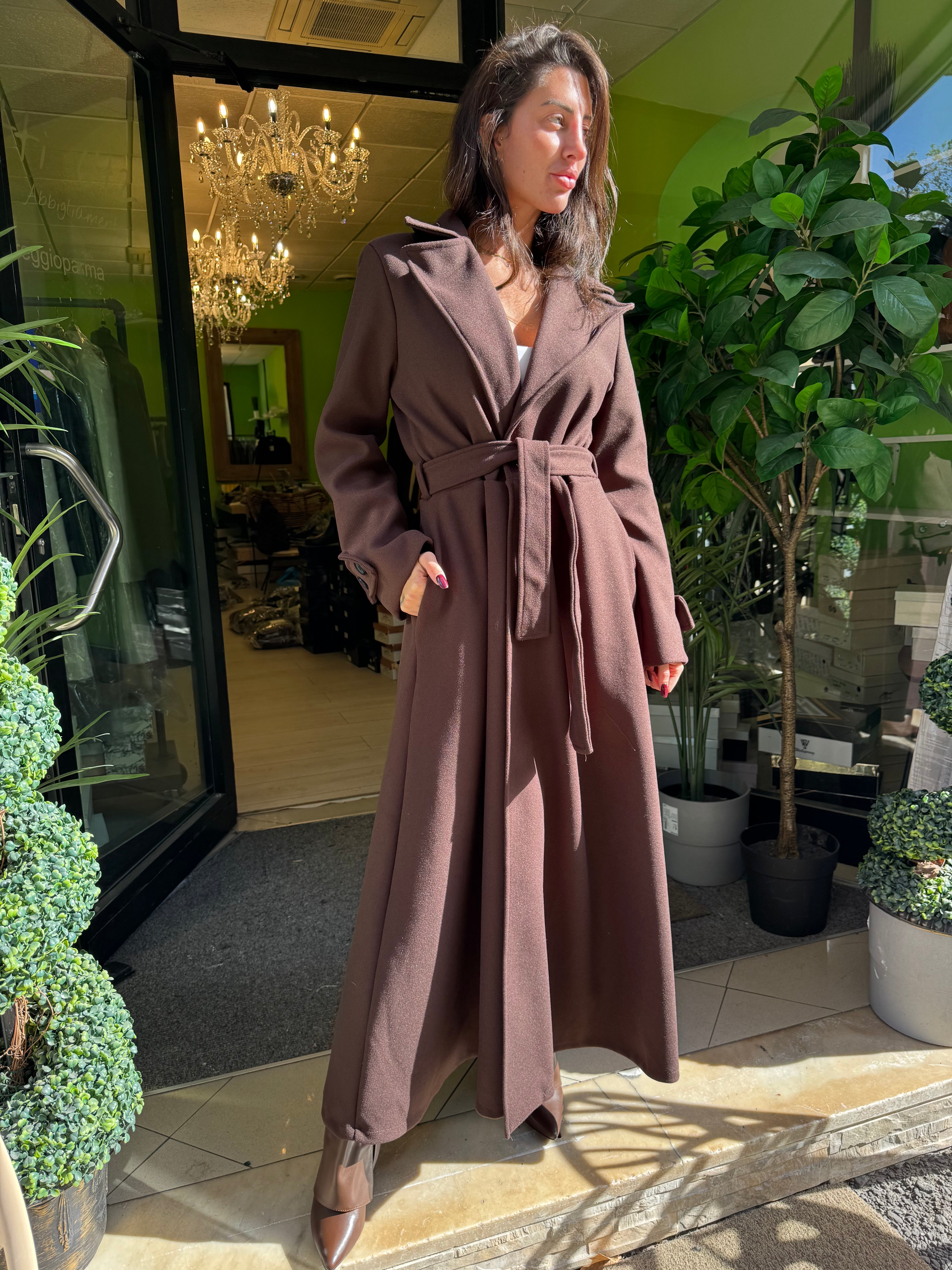 Cappotto lungo svasato moro