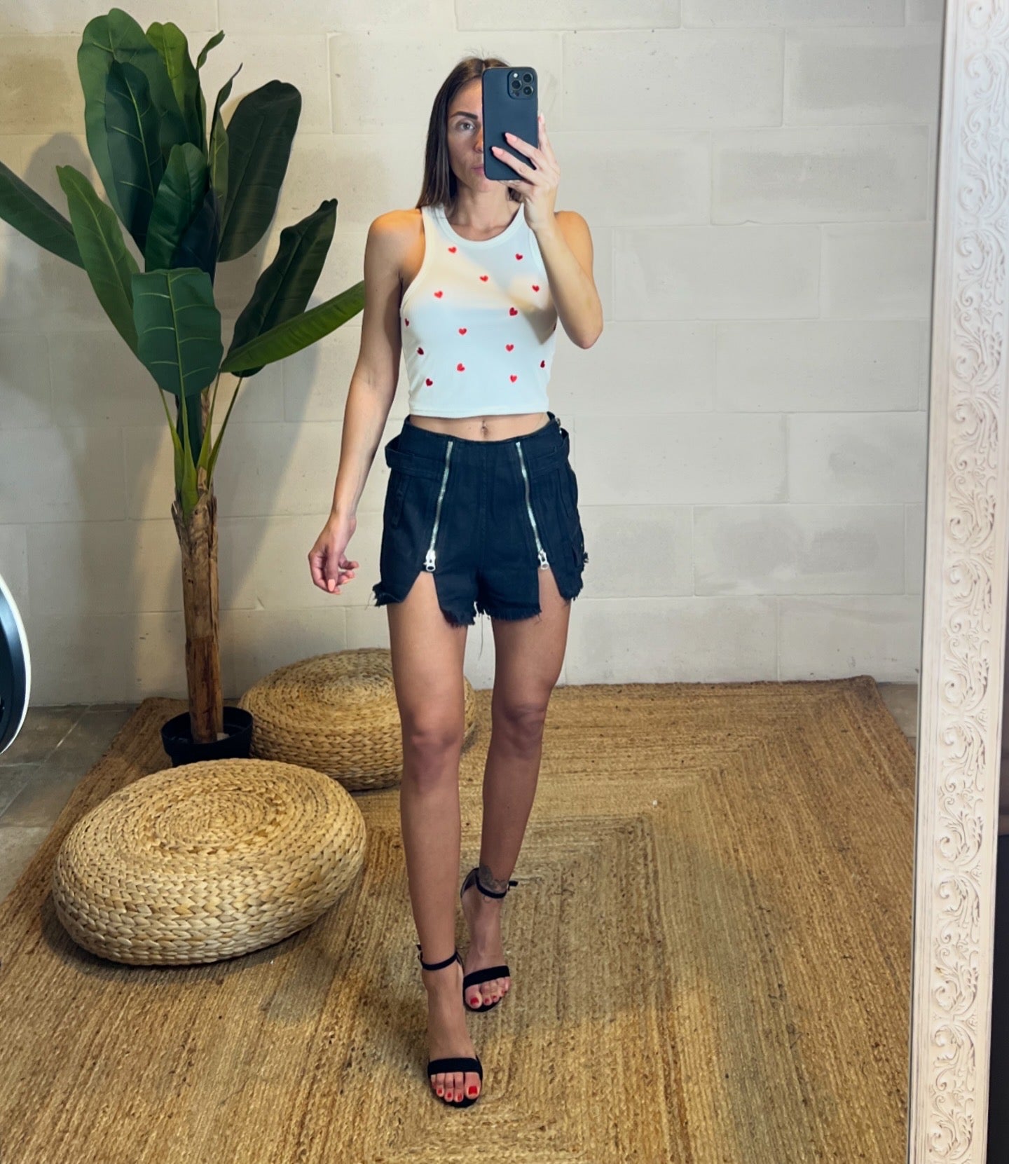 Short in DENIM nero multizip