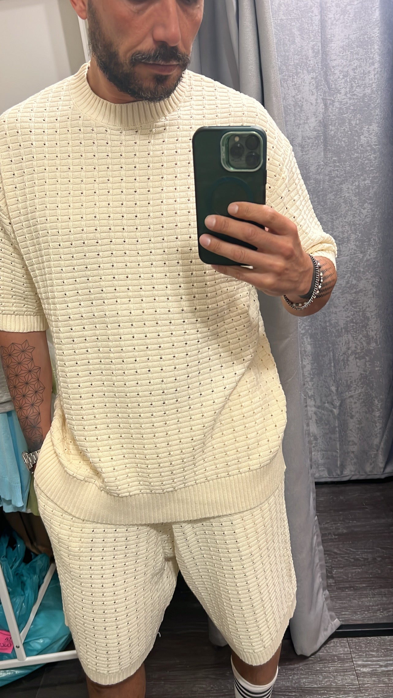 Completo beige top quality short più maglia