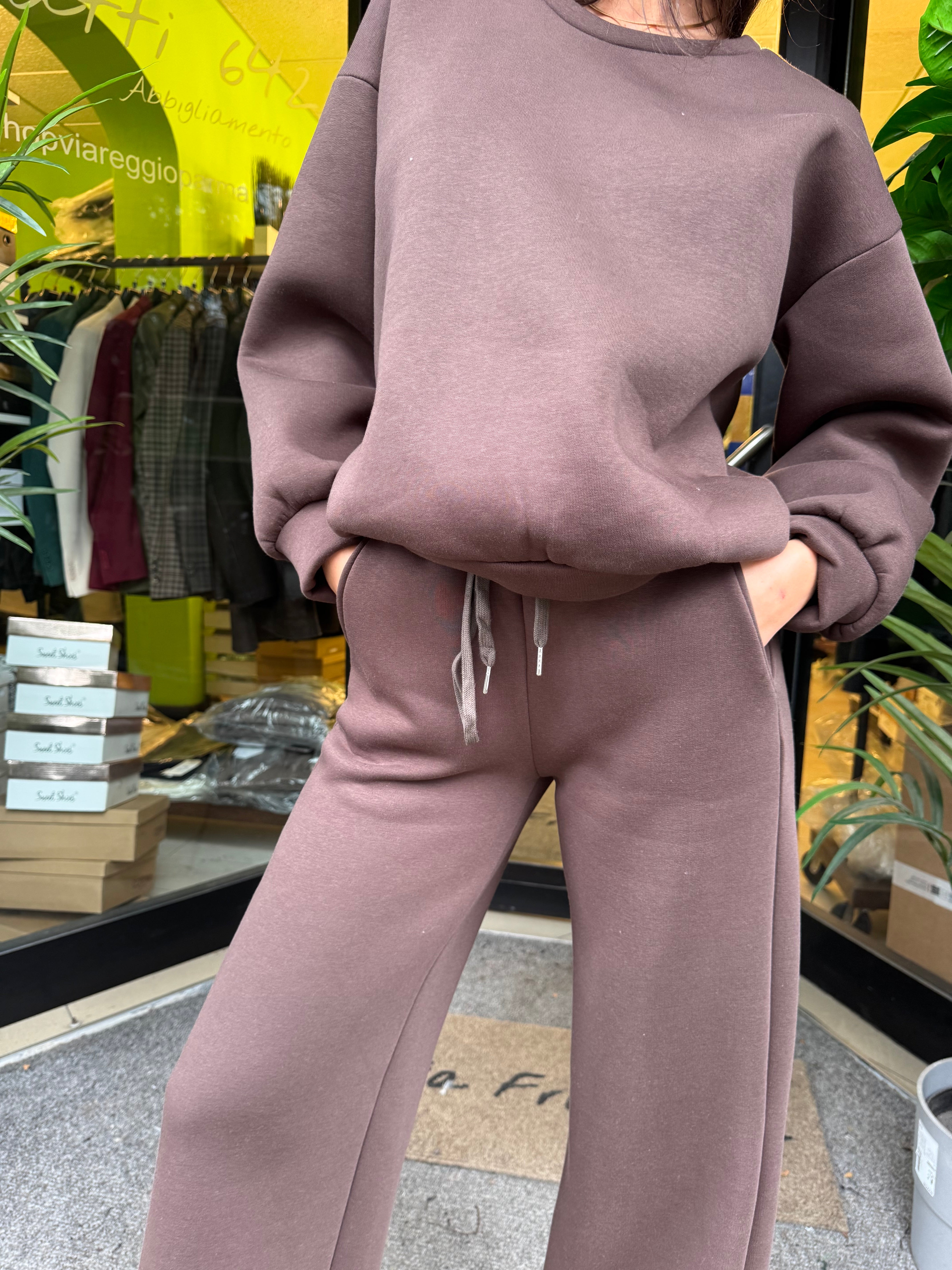 Tuta felpata con pull over 4 colori