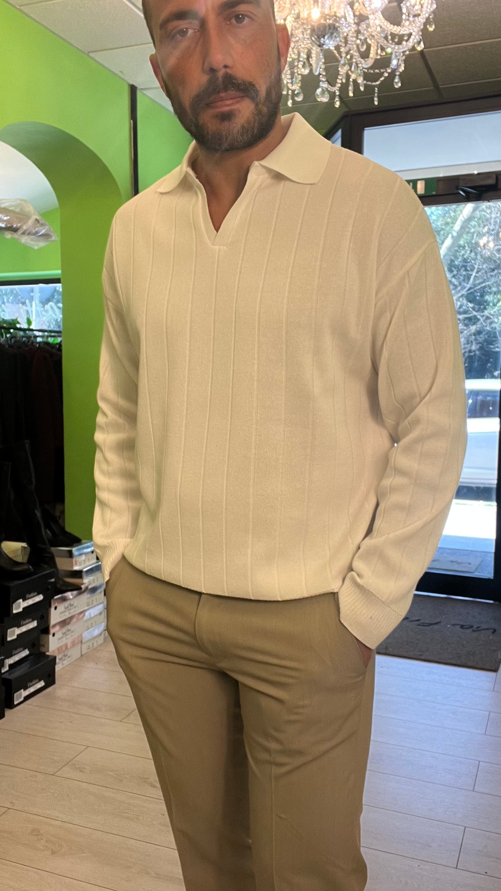 Polo in filo manica lunga