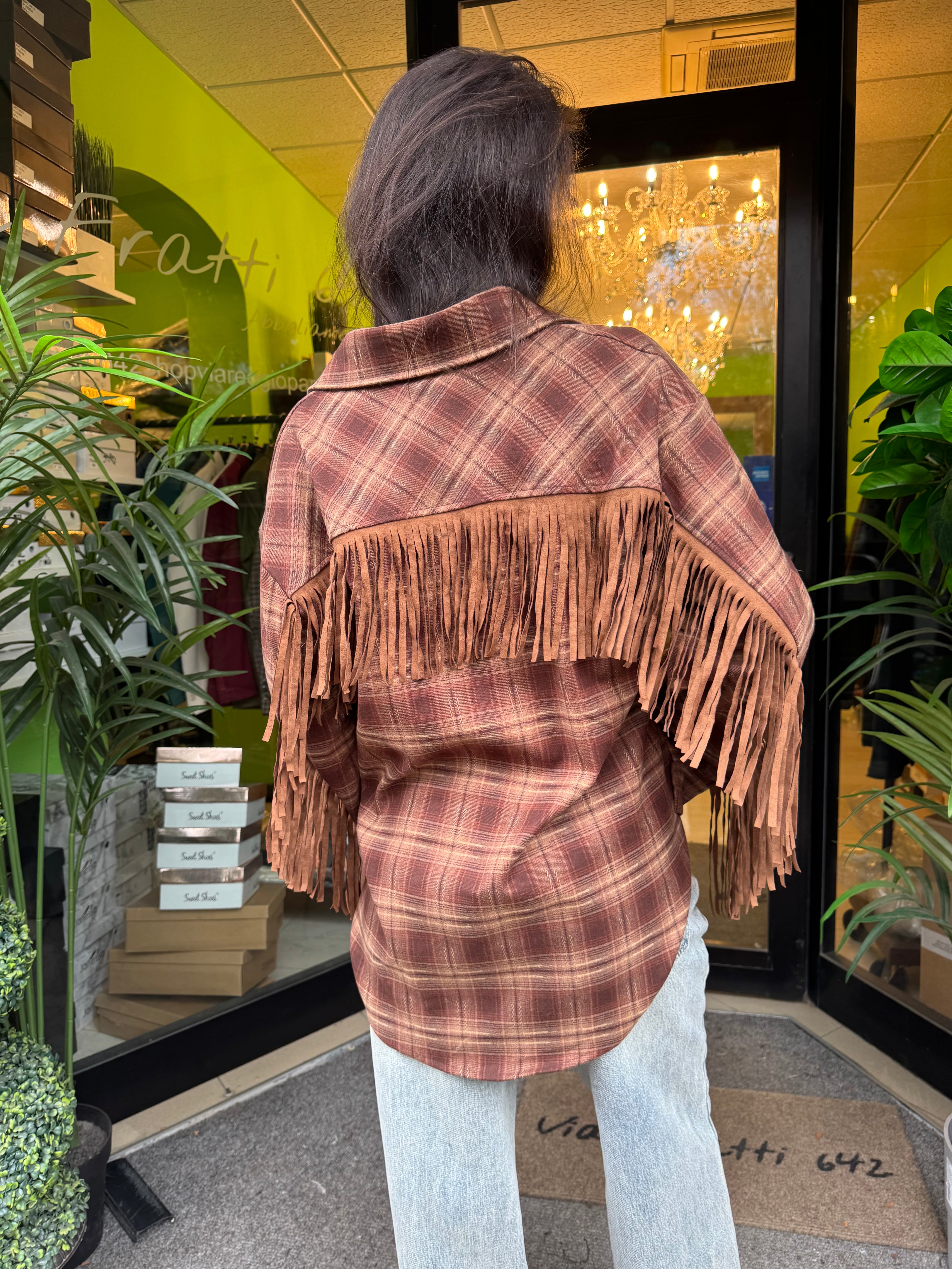 Camicia in flanella con frange