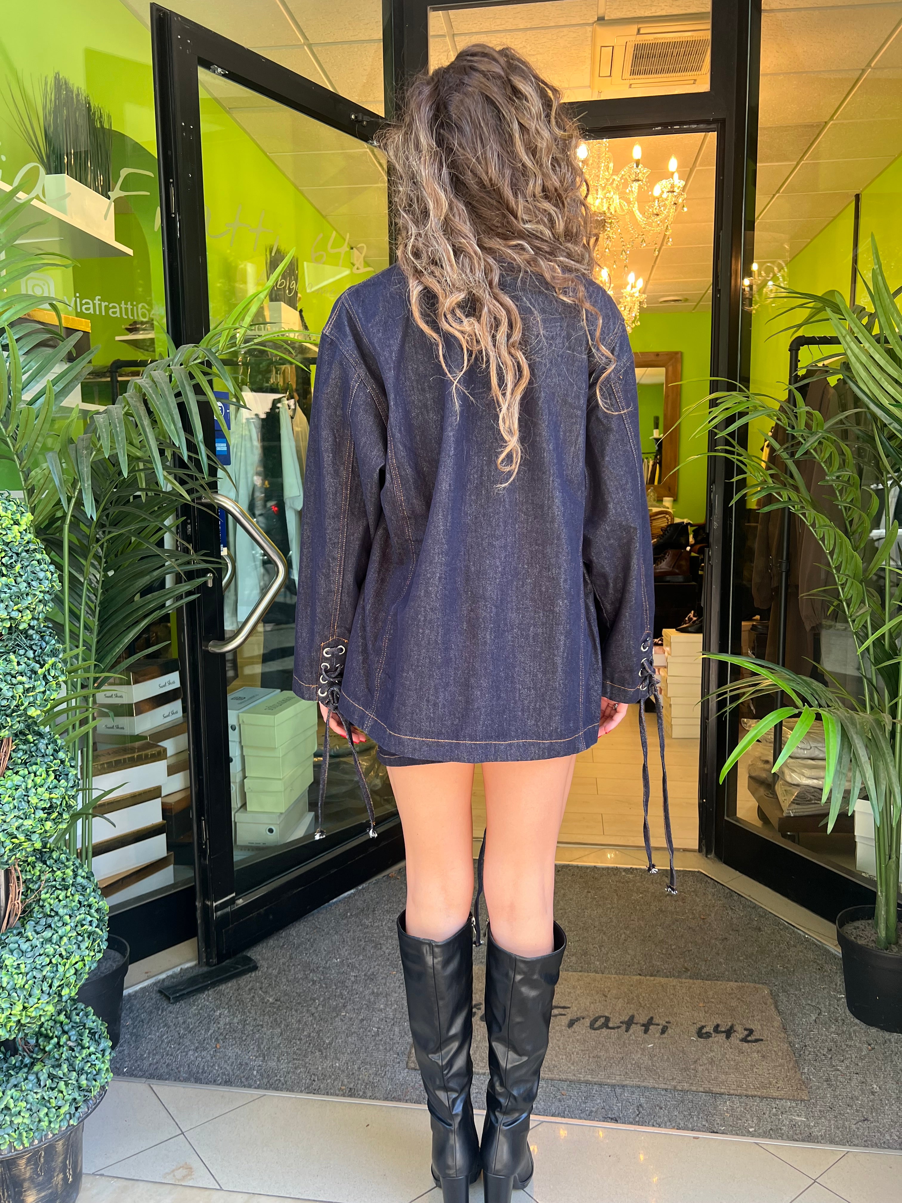 Kimono di jeans stringato