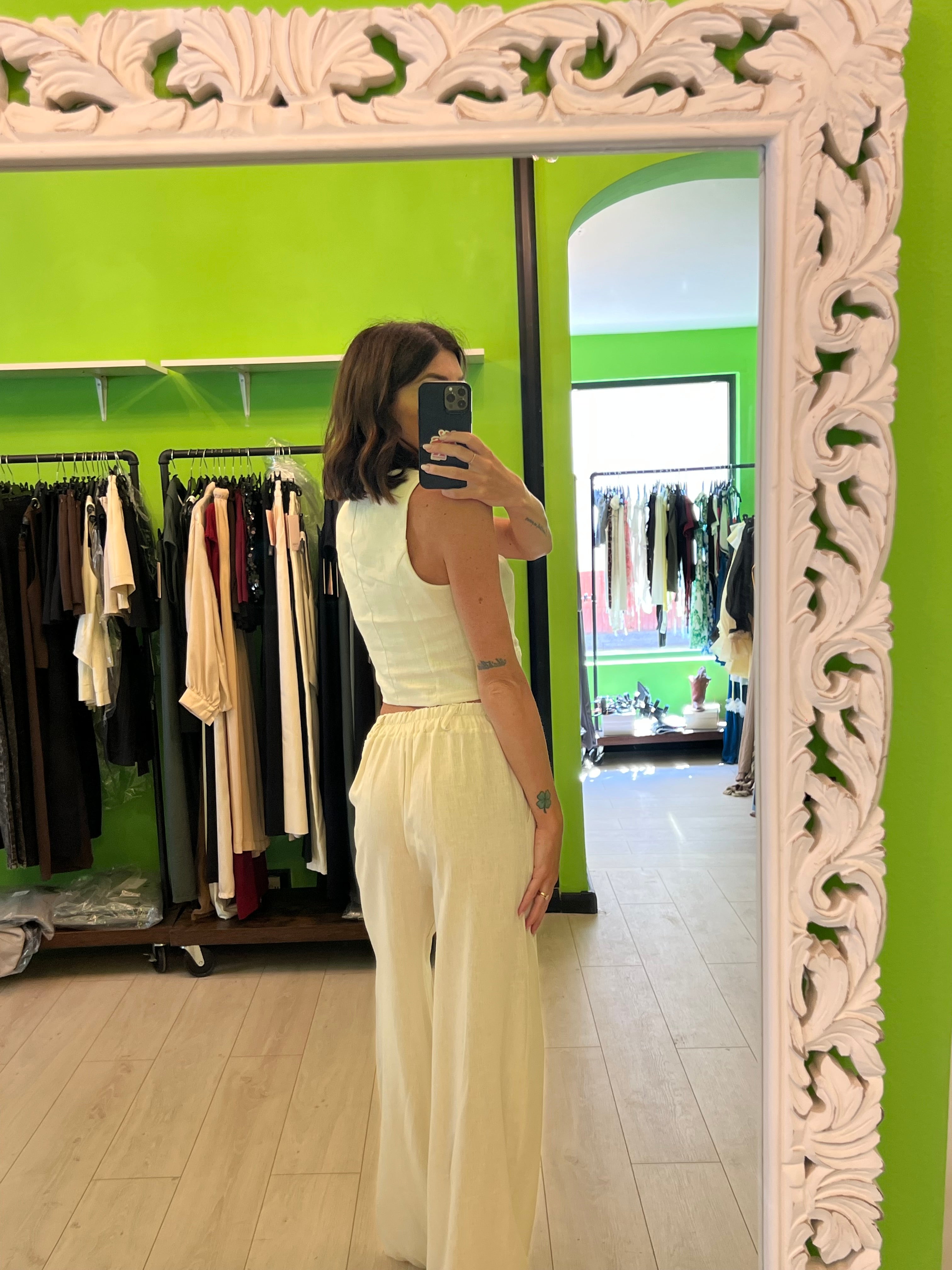 Completo gilet più pantalone lino cotone