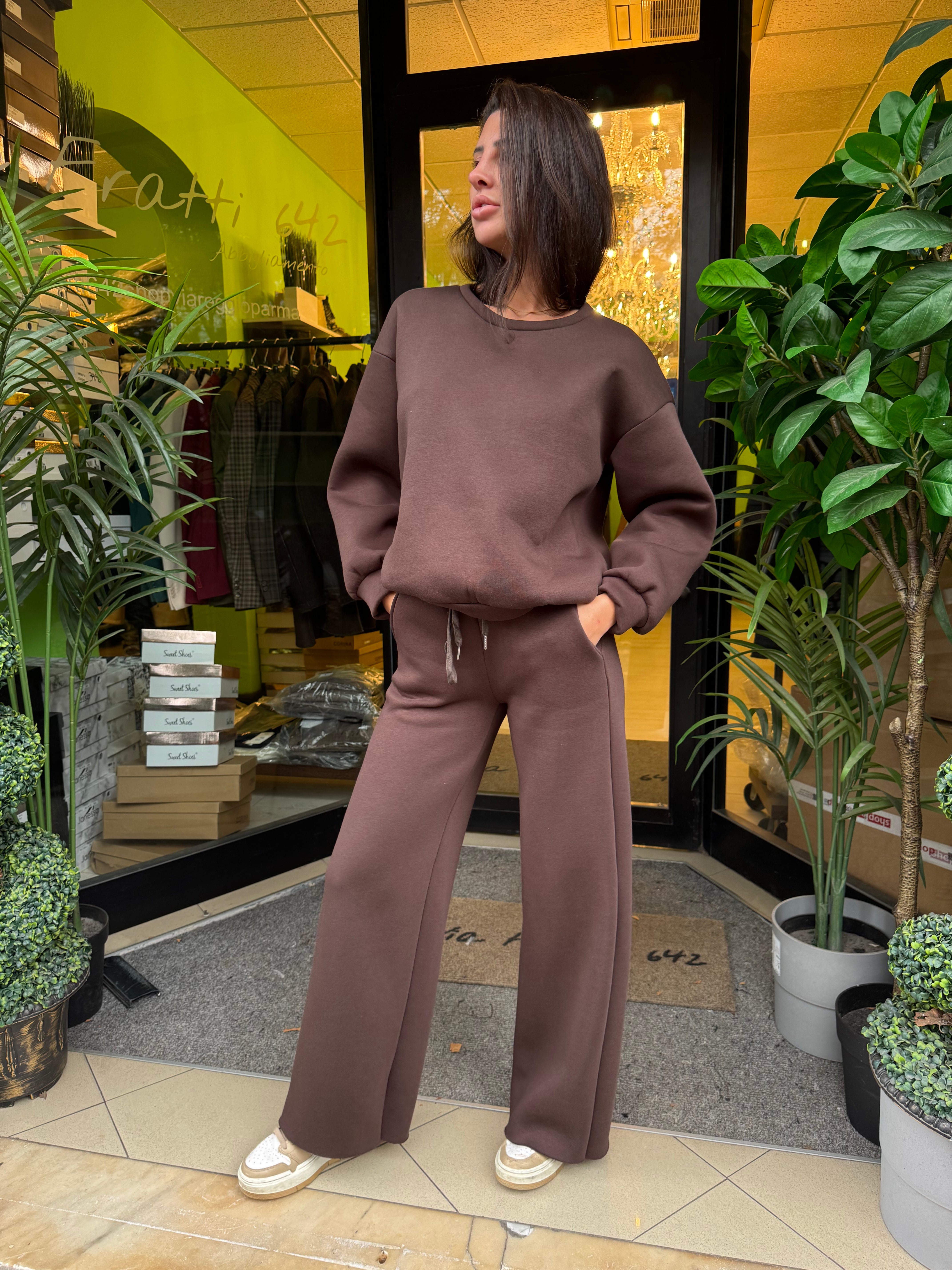 Tuta felpata con pull over 4 colori