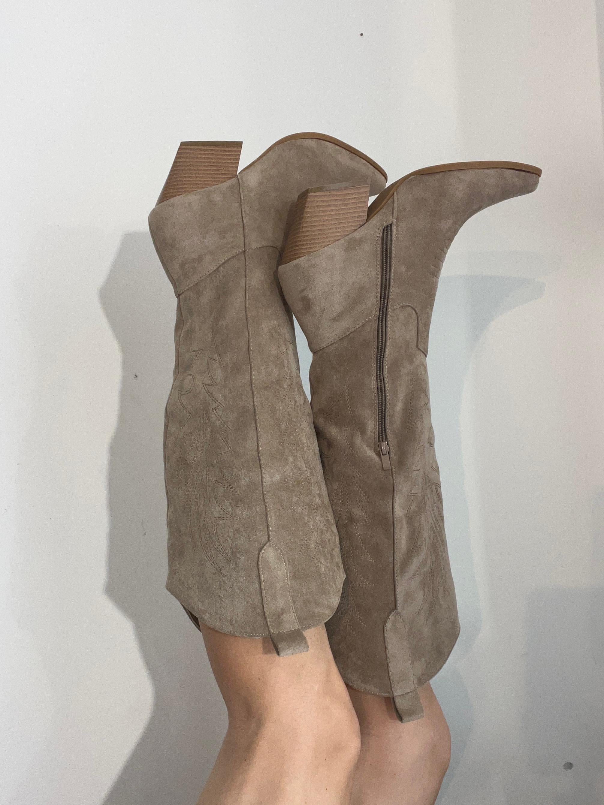 Camperos alto scamosciato beige