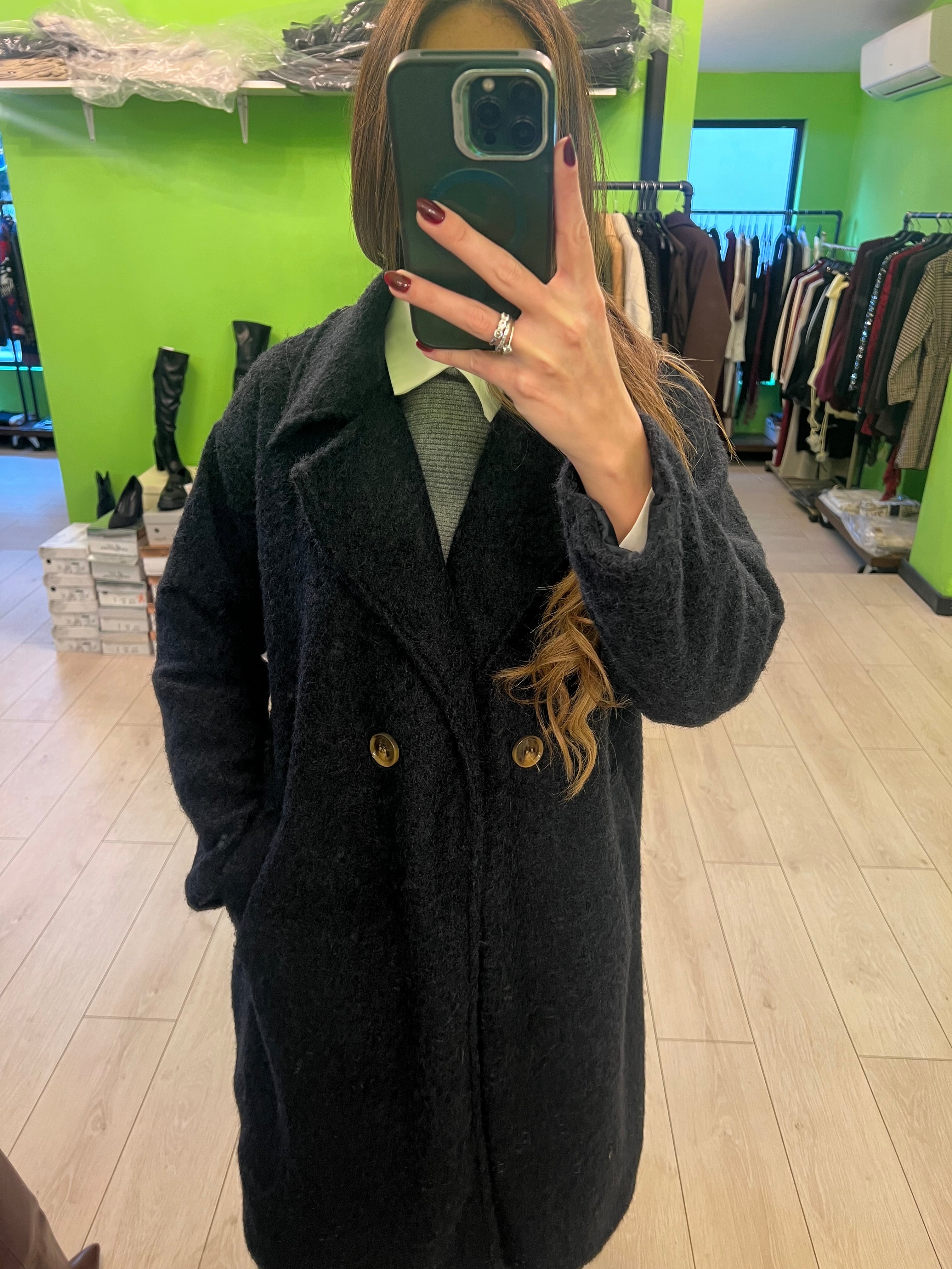 Cappotto lana cotta blu notte