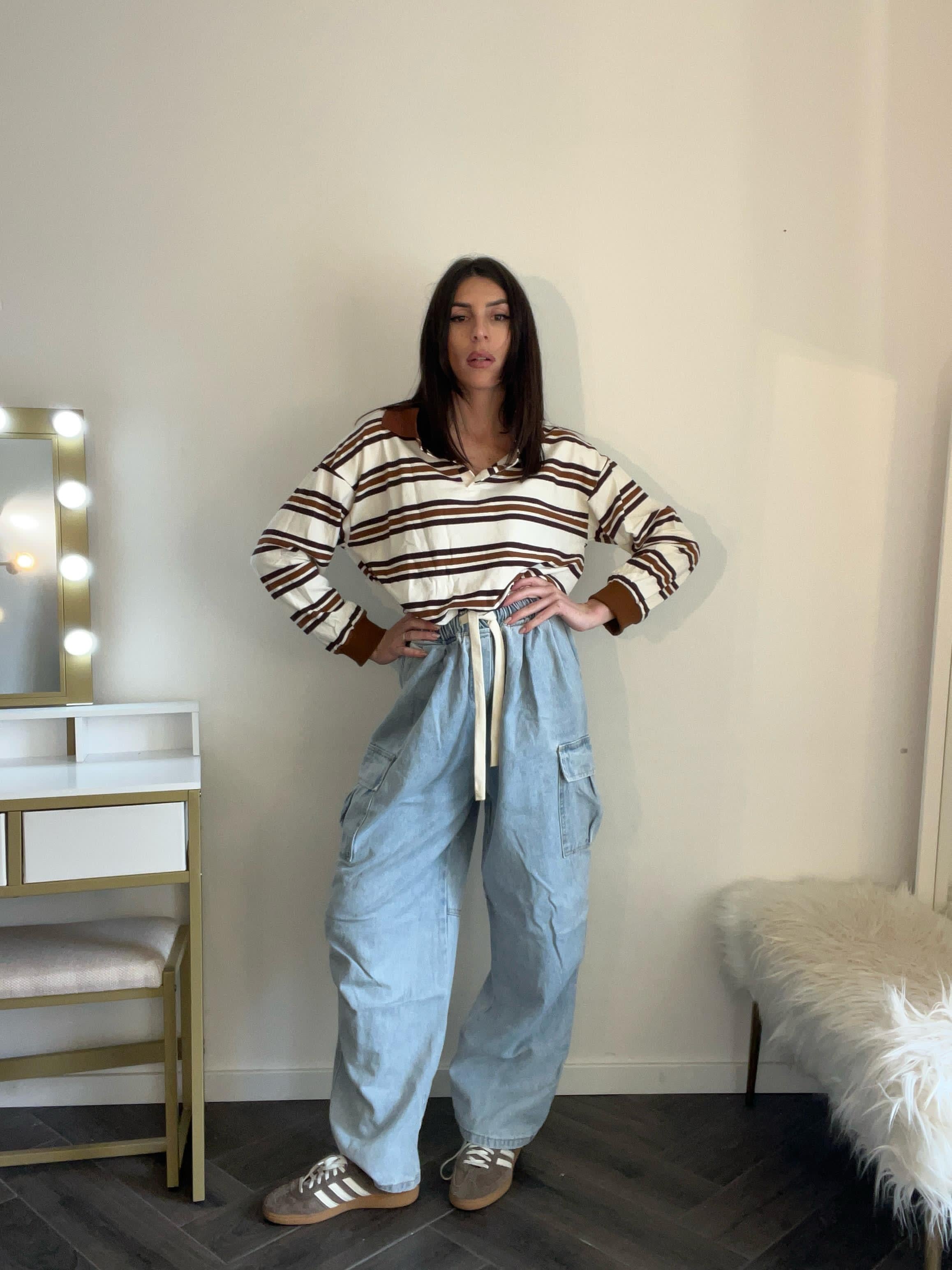 Jeans top quality cargo con elastico