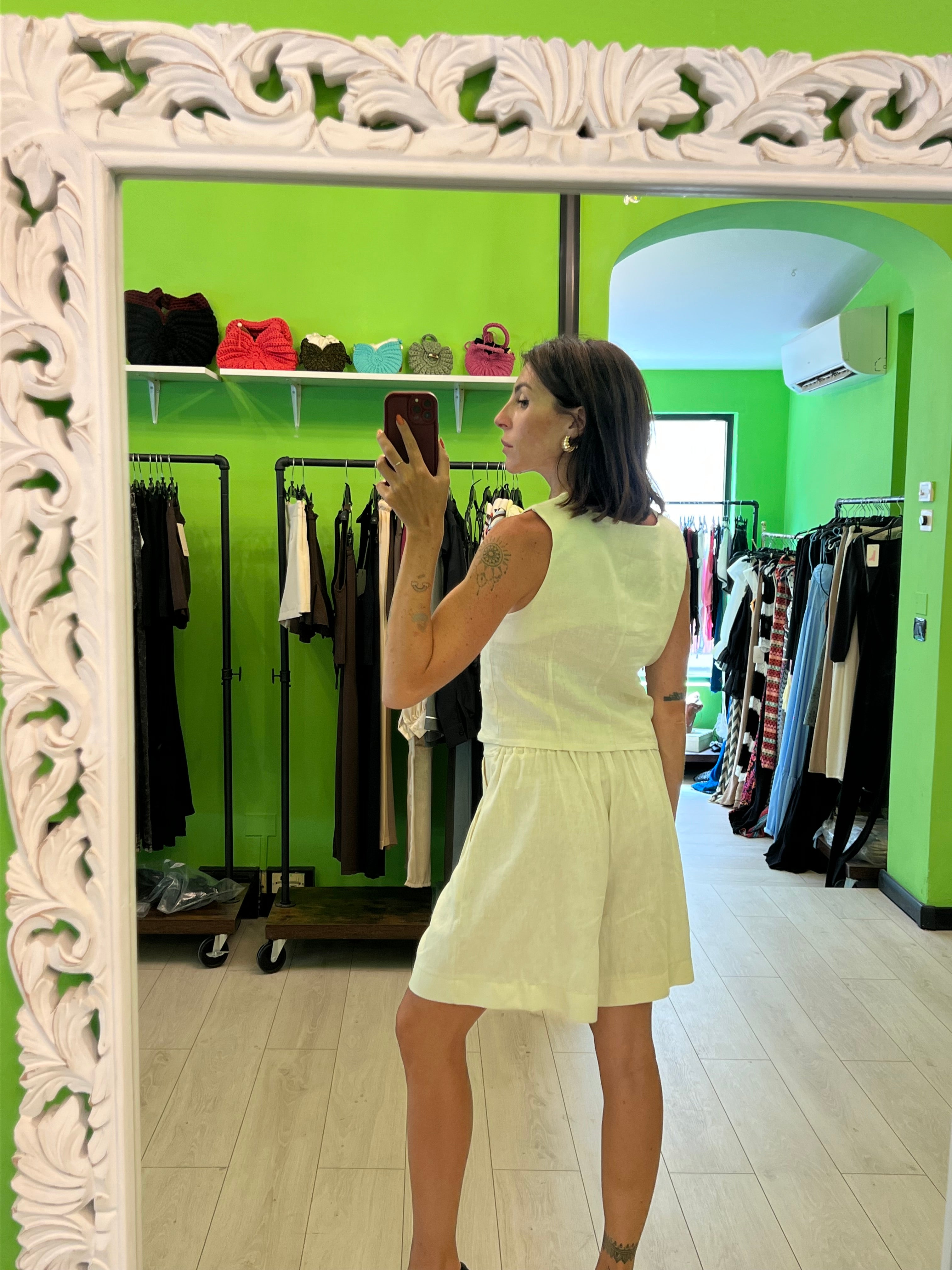 Coordinato gilet più short lino cotone