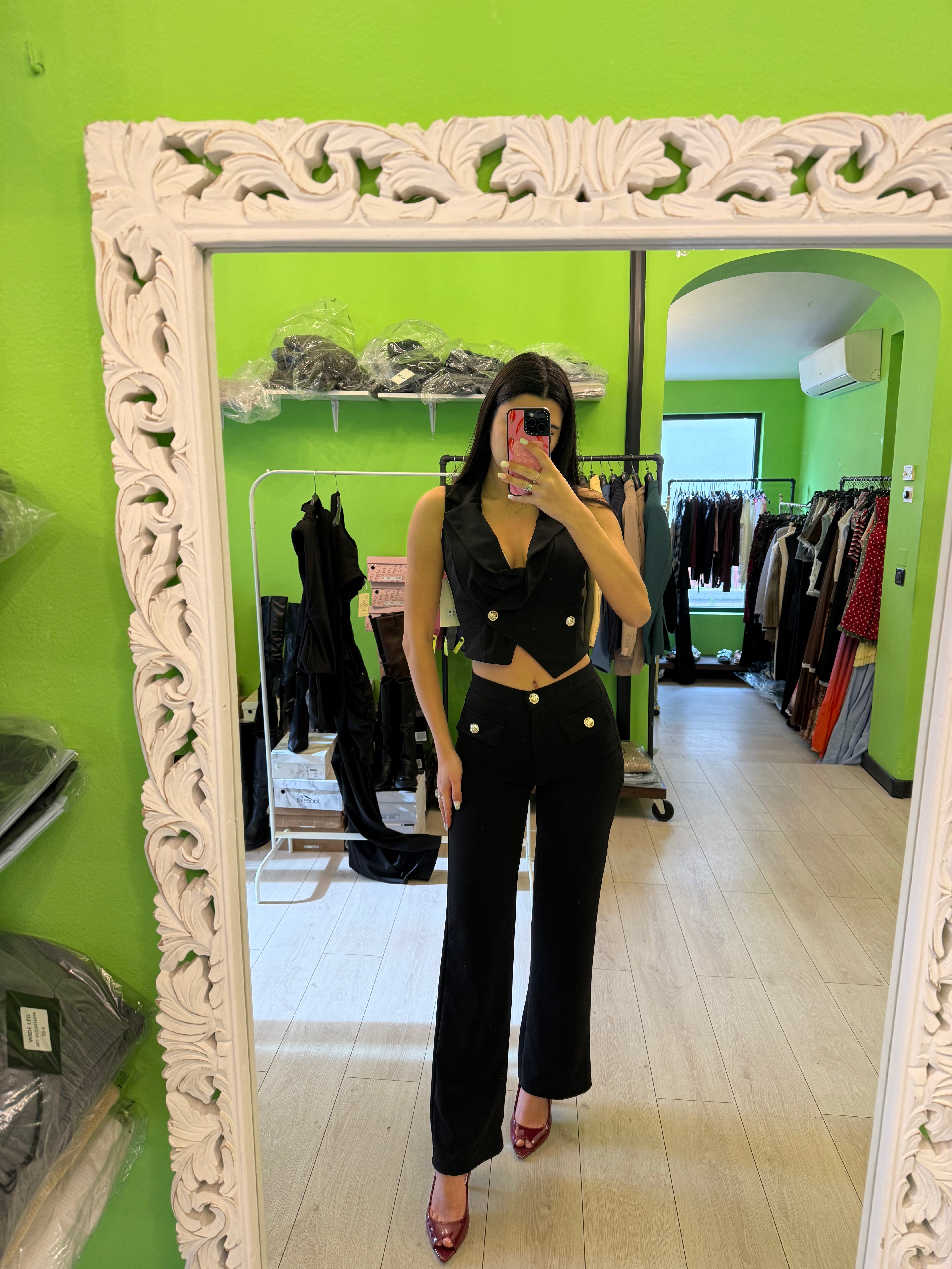 Coordinato bottoni gioiello con gillet