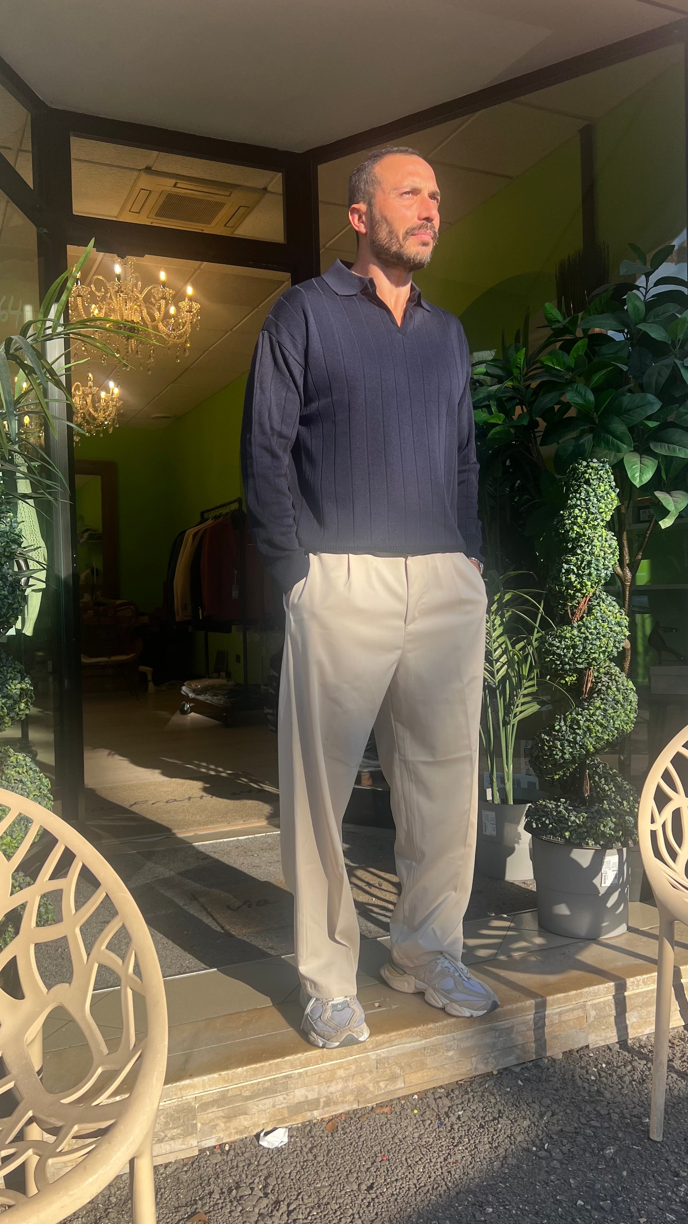 Polo in filo manica lunga