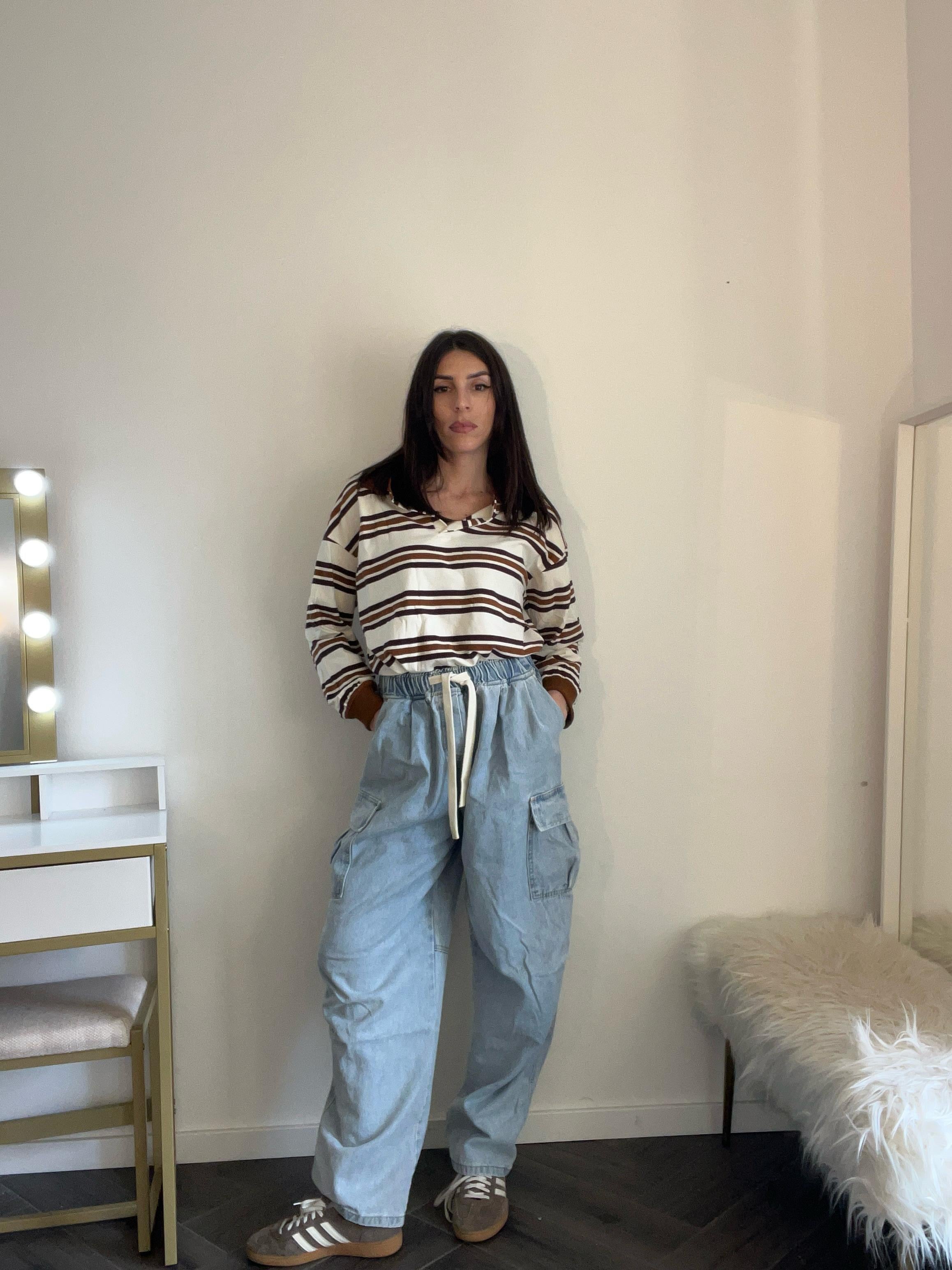 Jeans top quality cargo con elastico