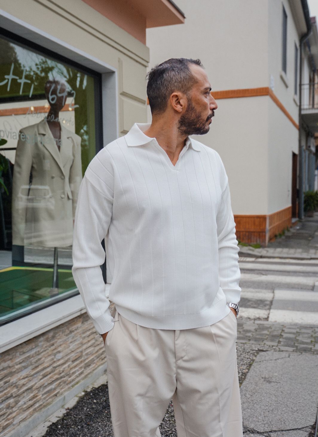 Polo in filo manica lunga