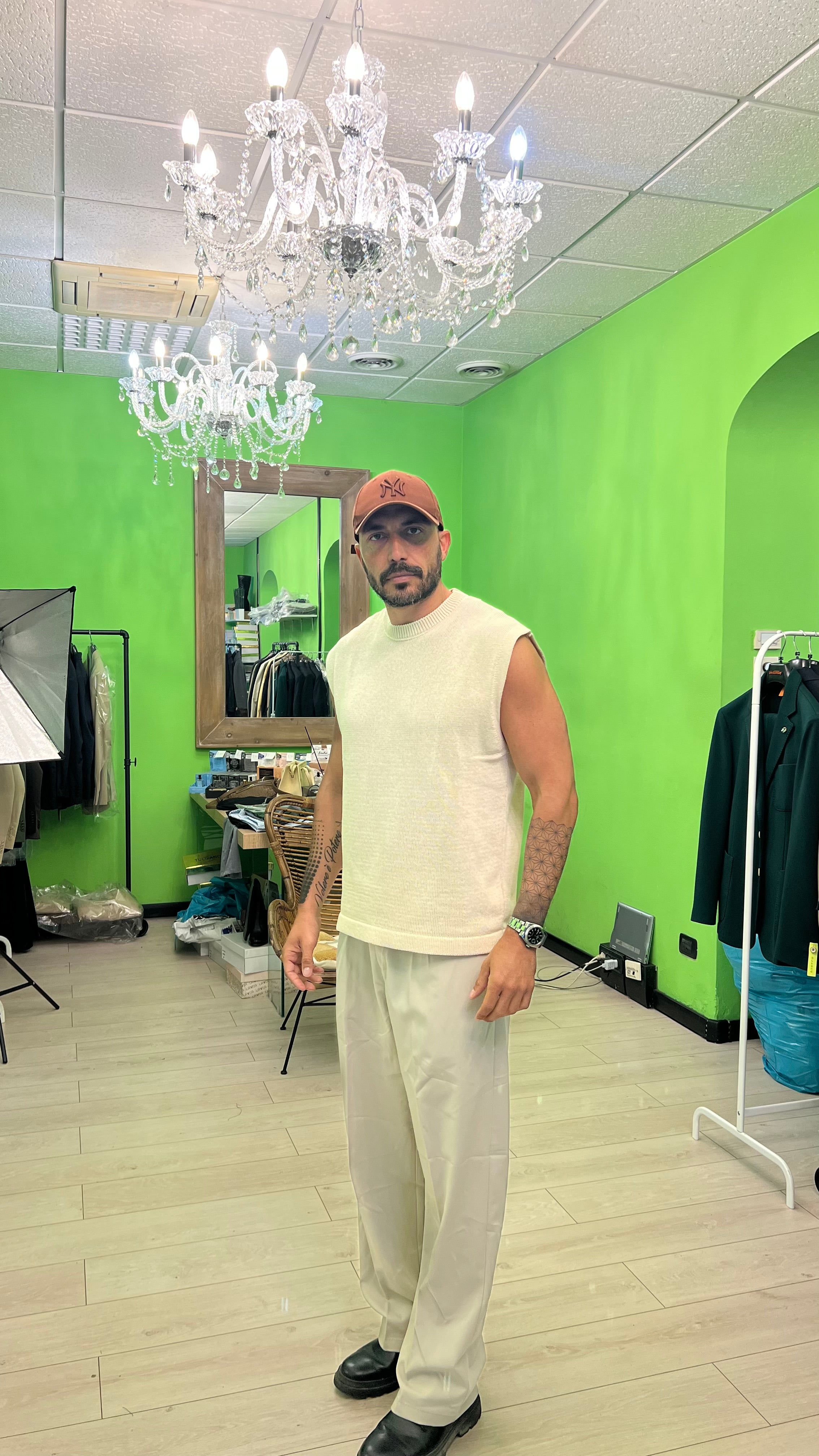 Canotta in filo beige