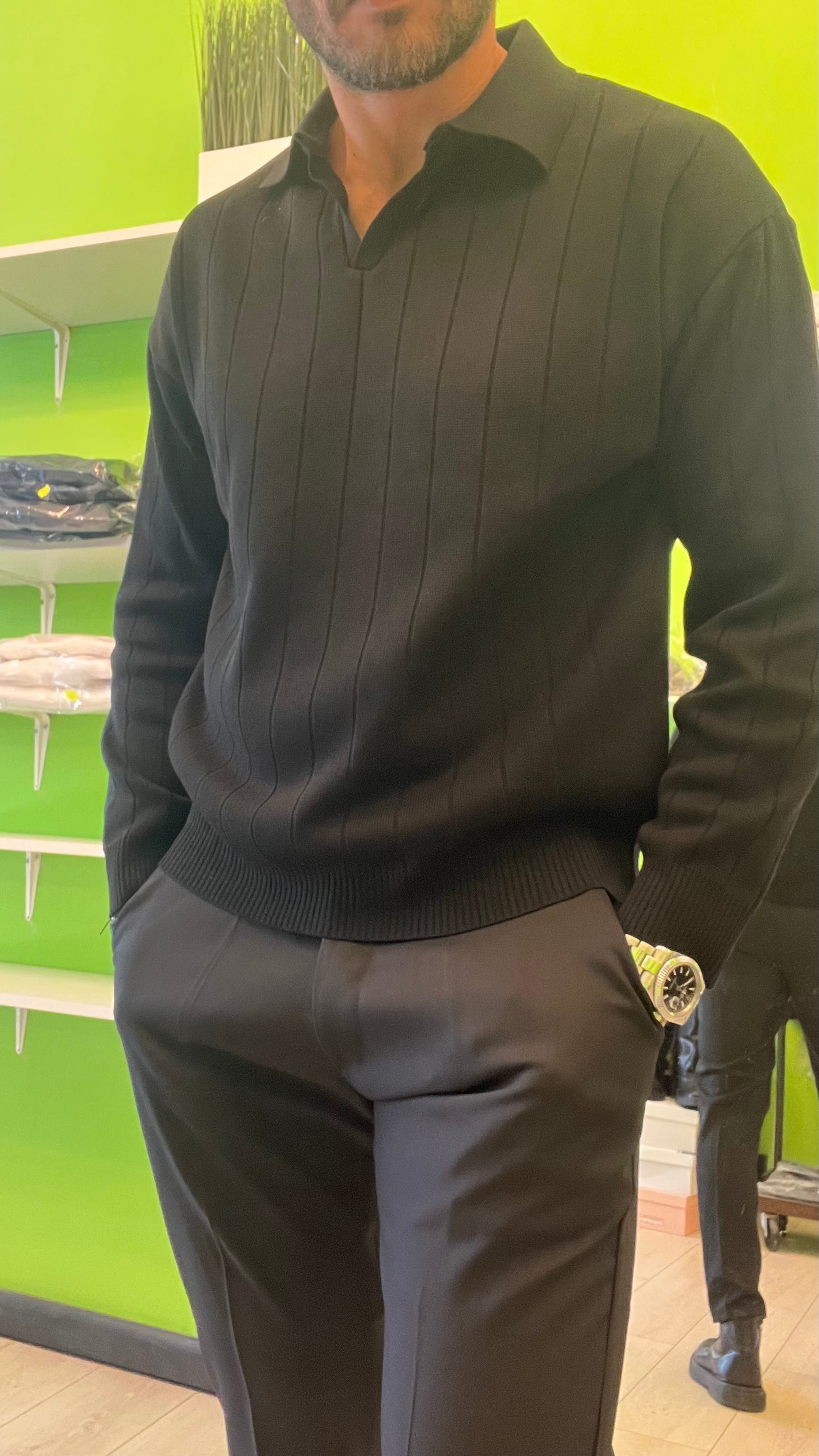 Polo in filo manica lunga