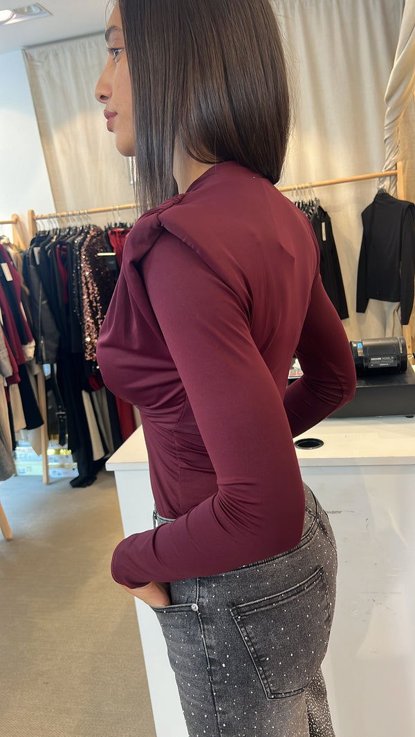 Maglia con spalline e scollo bordeaux taglia unica