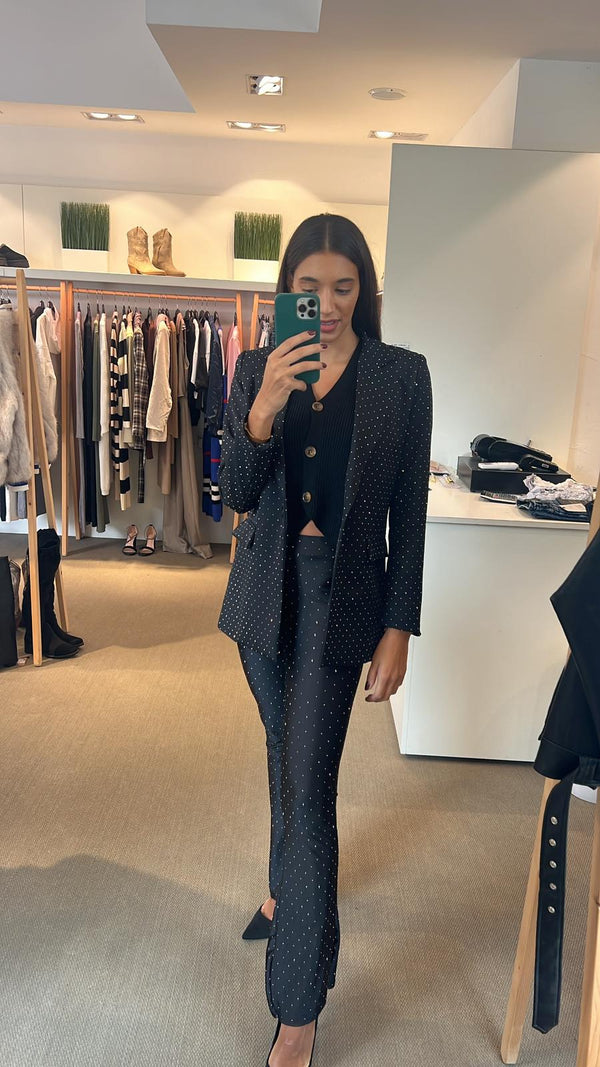 Blazer monopetto tempestato di strass taglia unica