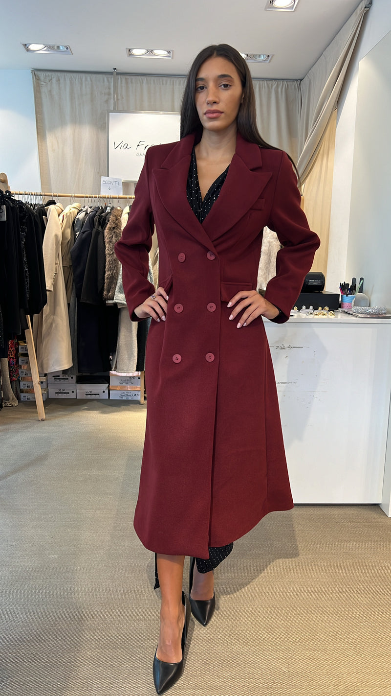 Cappotto doppio petto bordeaux taglia unica