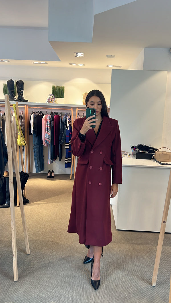 Cappotto doppio petto bordeaux taglia unica