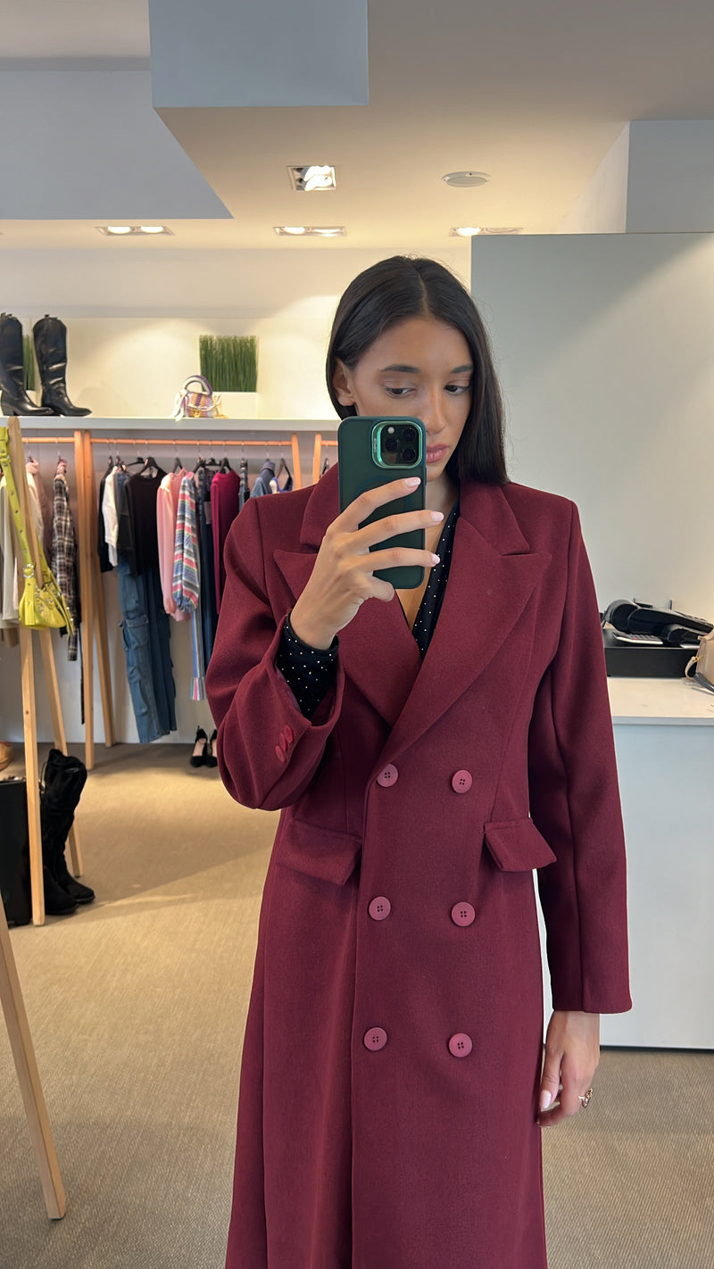 Cappotto doppio petto bordeaux taglia unica