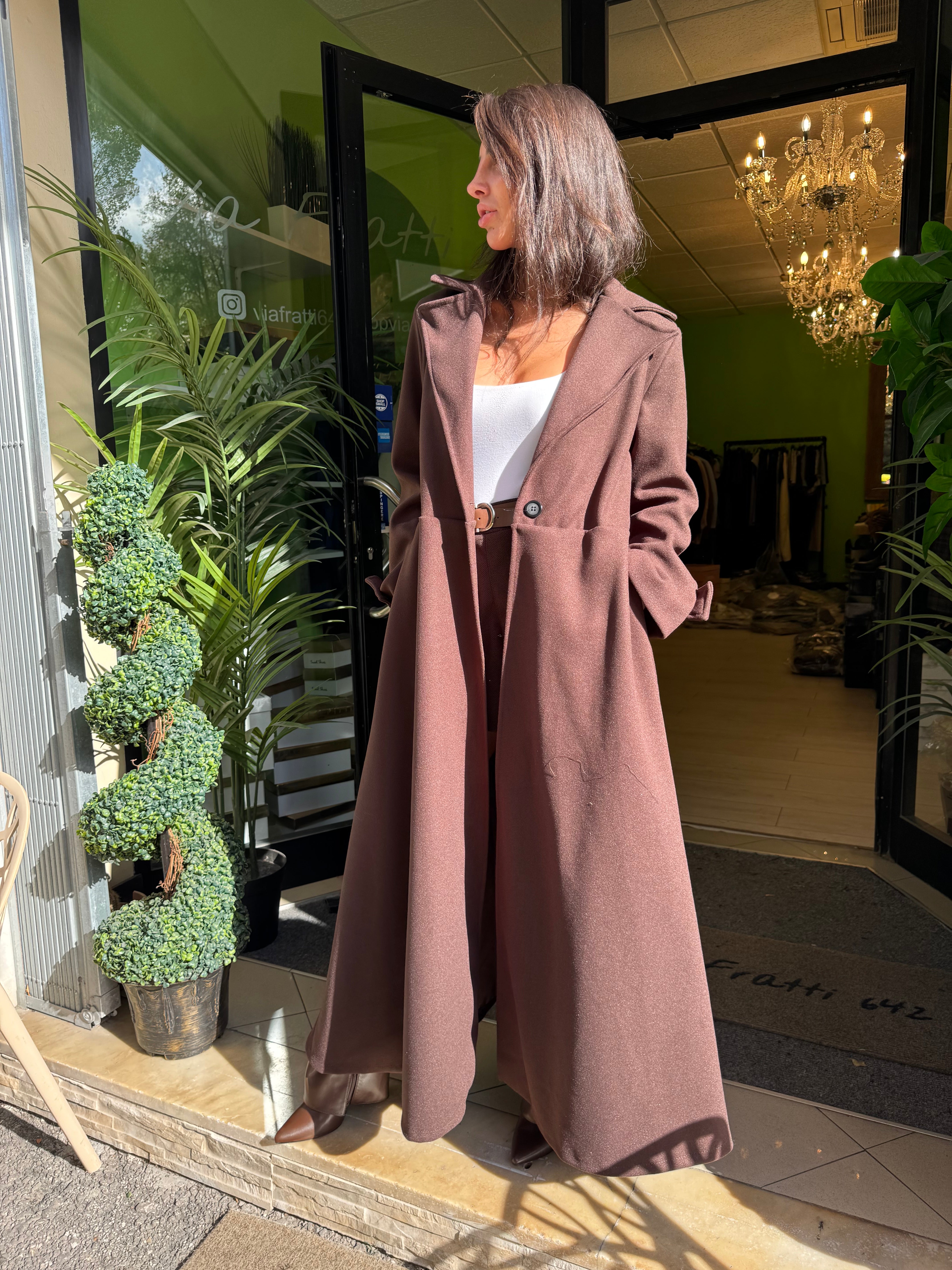 Cappotto lungo svasato moro