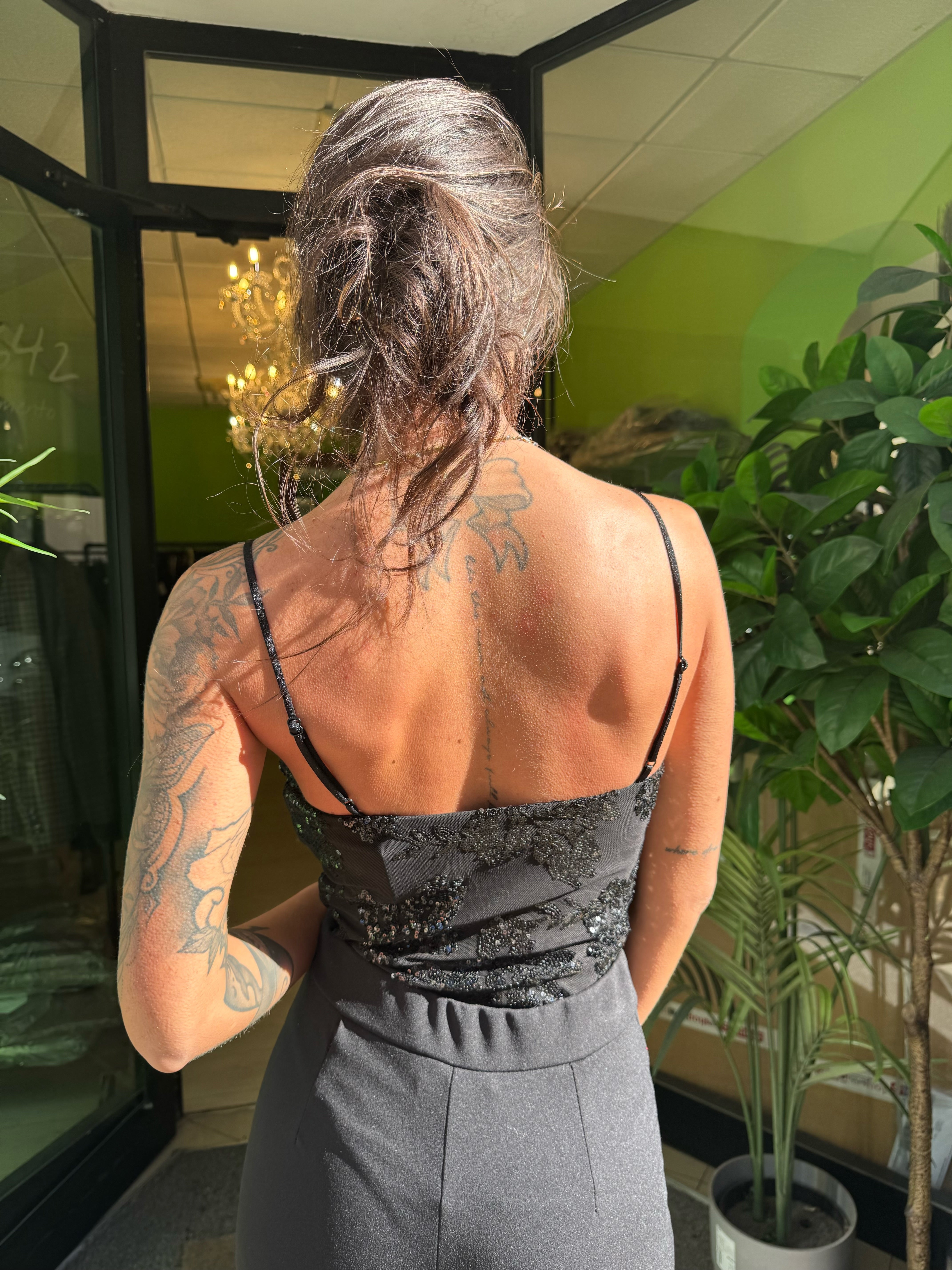 Body fiori di paillettes due colori