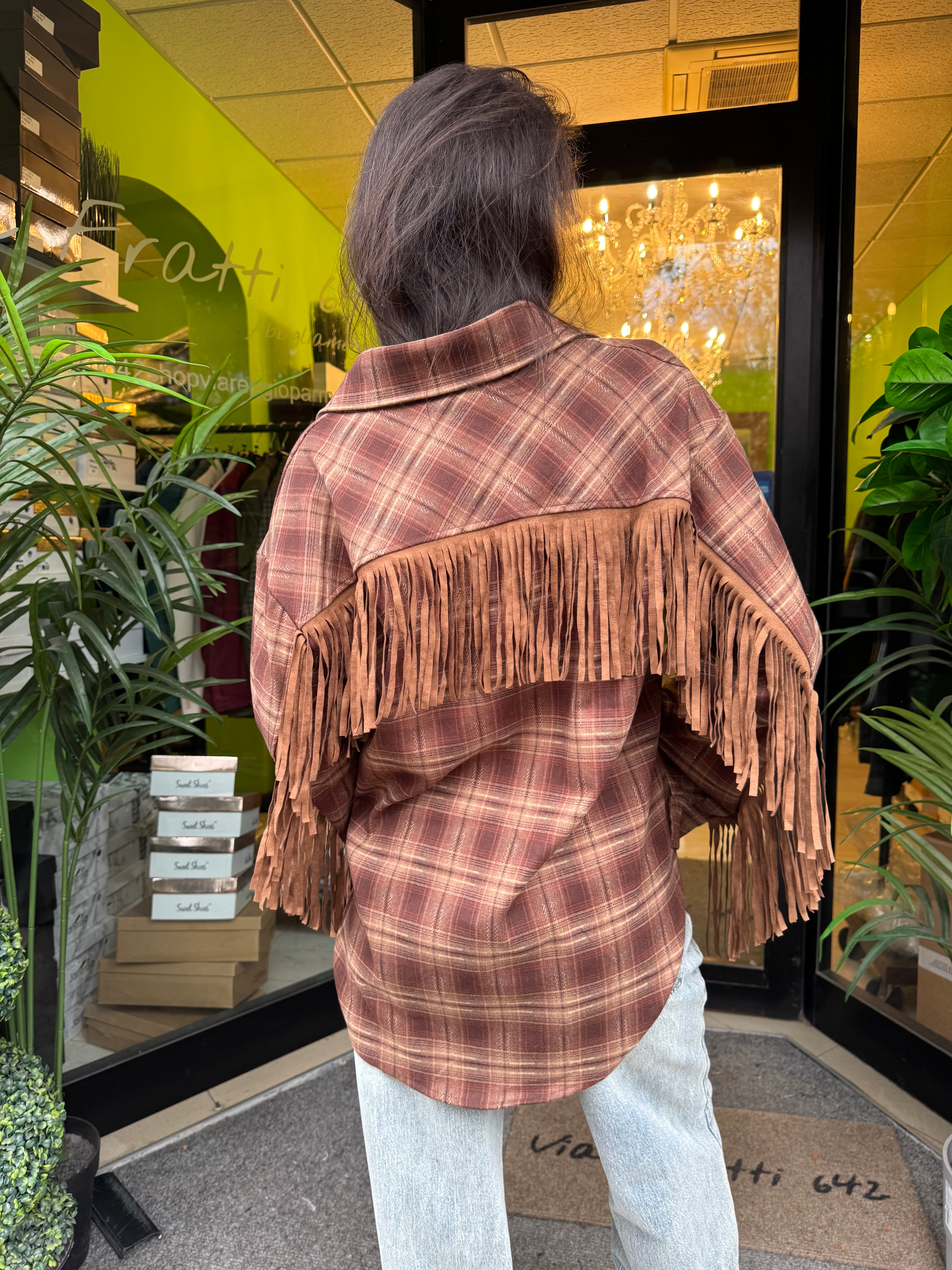 Camicia in flanella con frange