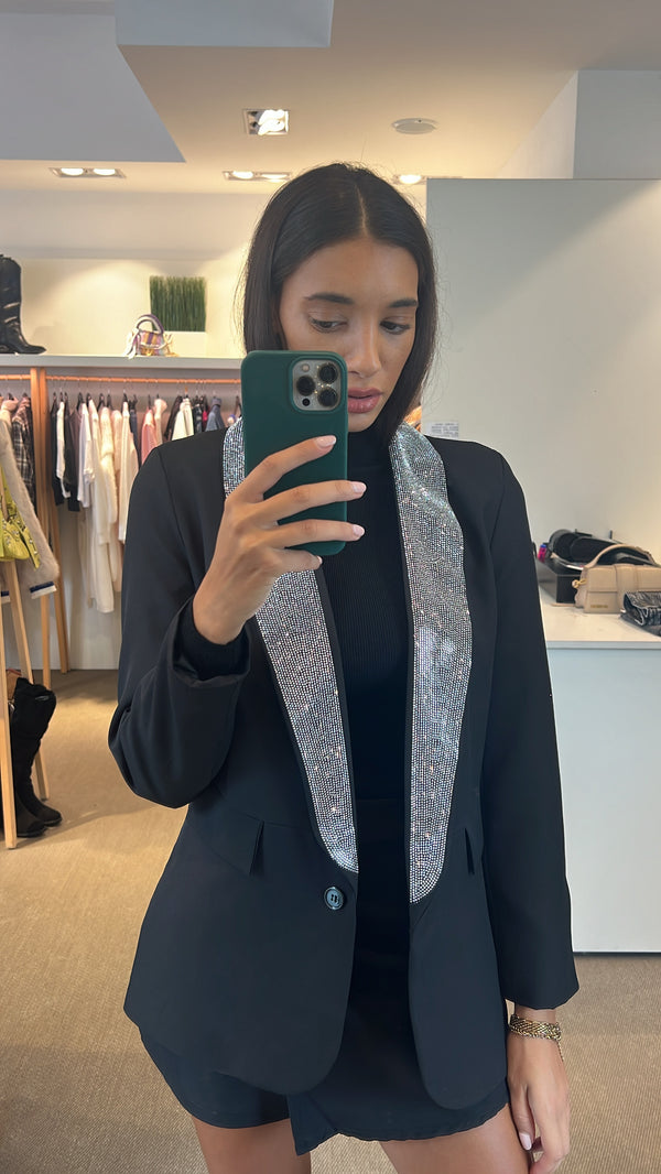 Blazer con colletto tempestato di strass taglia unica