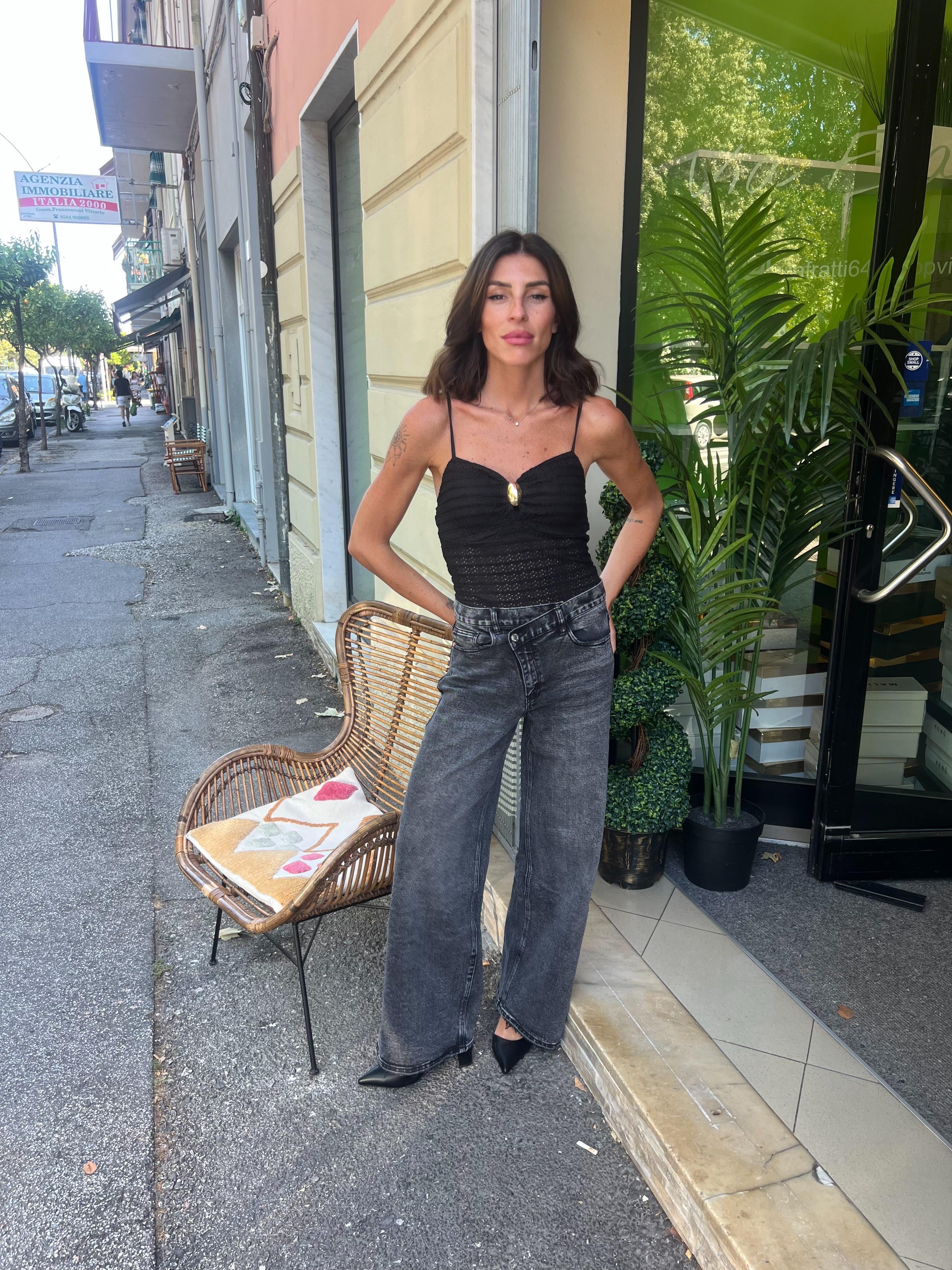 Jeans “Portafoglio” lavaggio grigio scuro