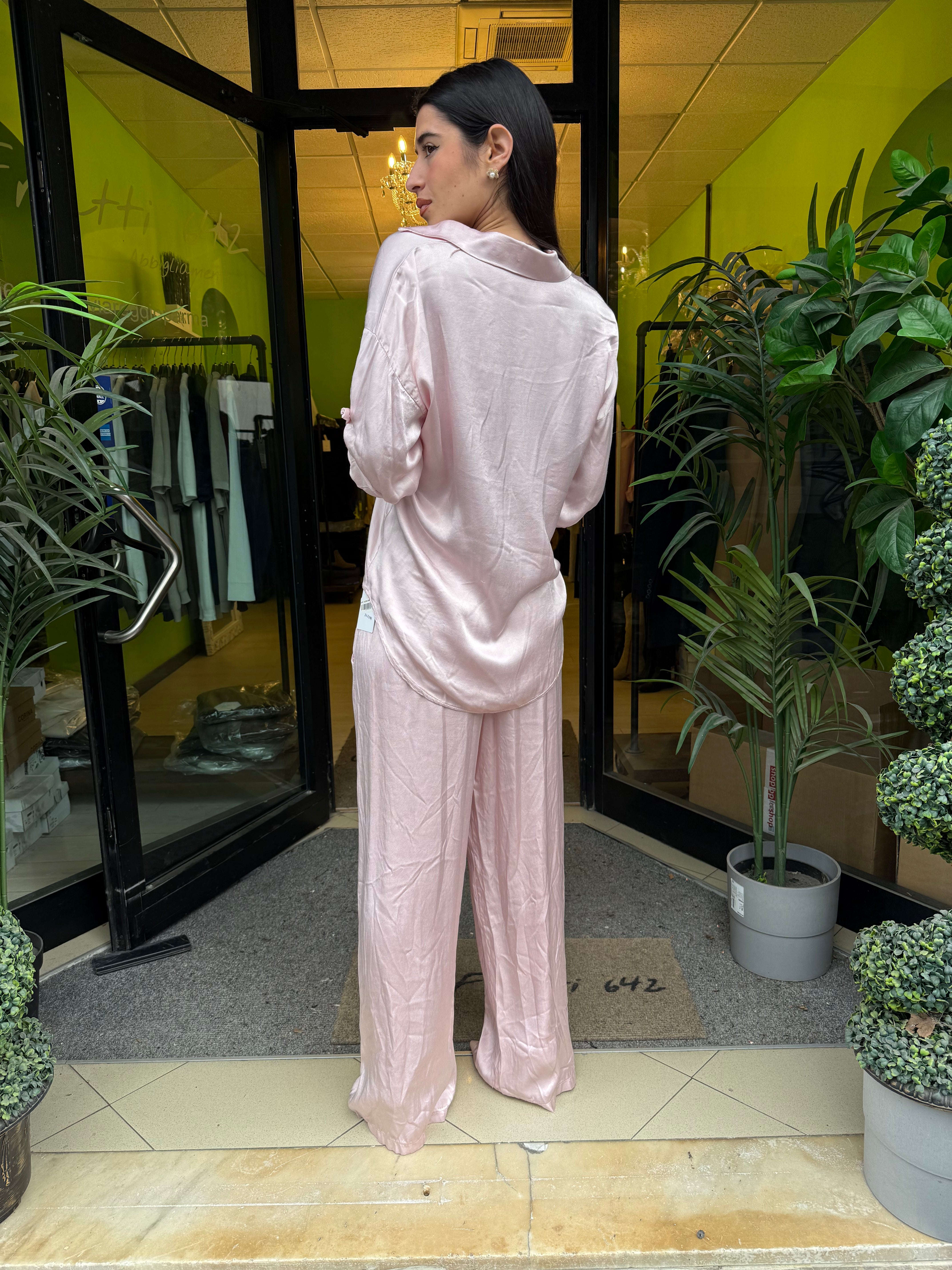 Completo camicia più pantalone effetto seta