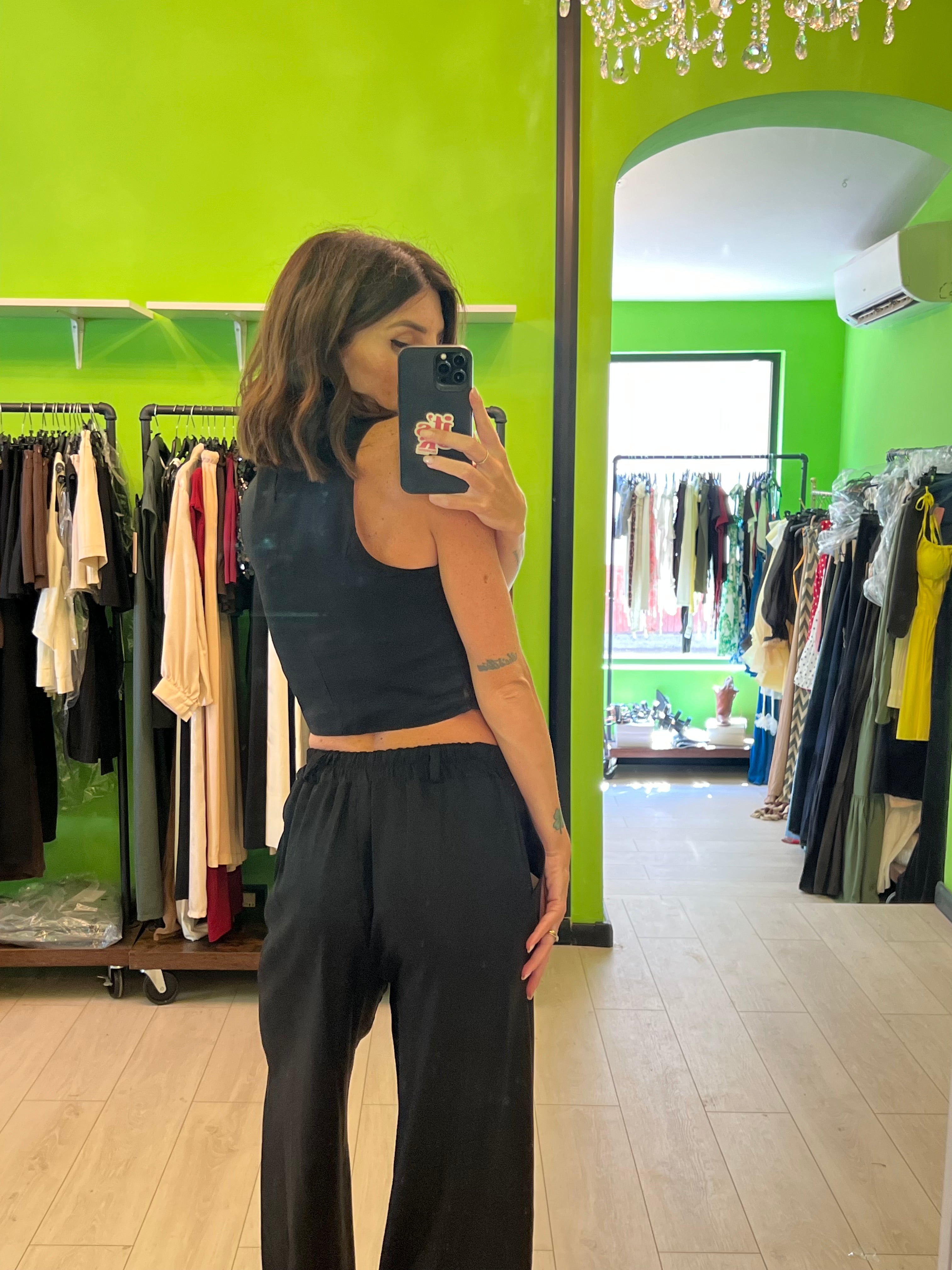 Completo gilet più pantalone lino cotone