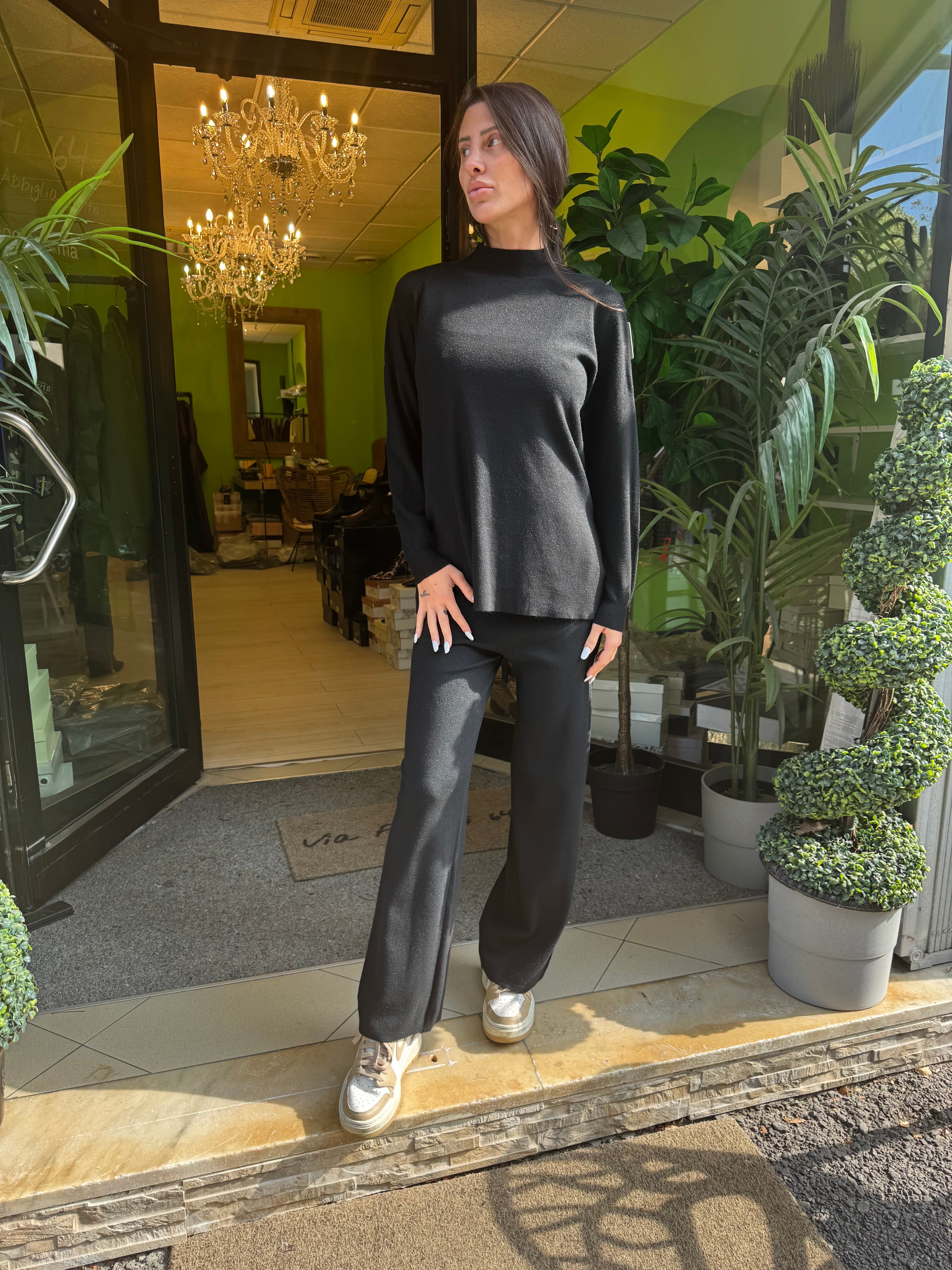 Coordinato in maglia pull più pantalone 4 colori