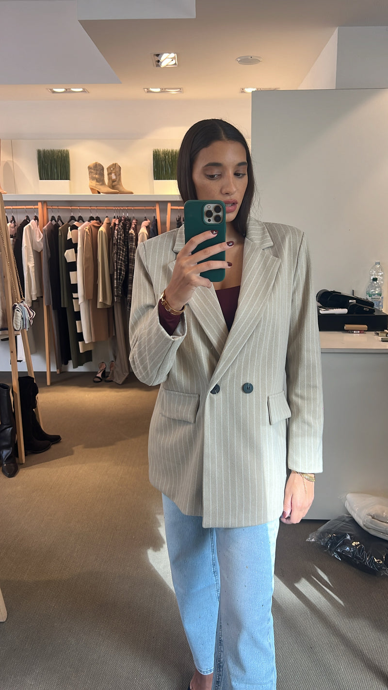 Blazer sabbia gessato in flanella taglia unica